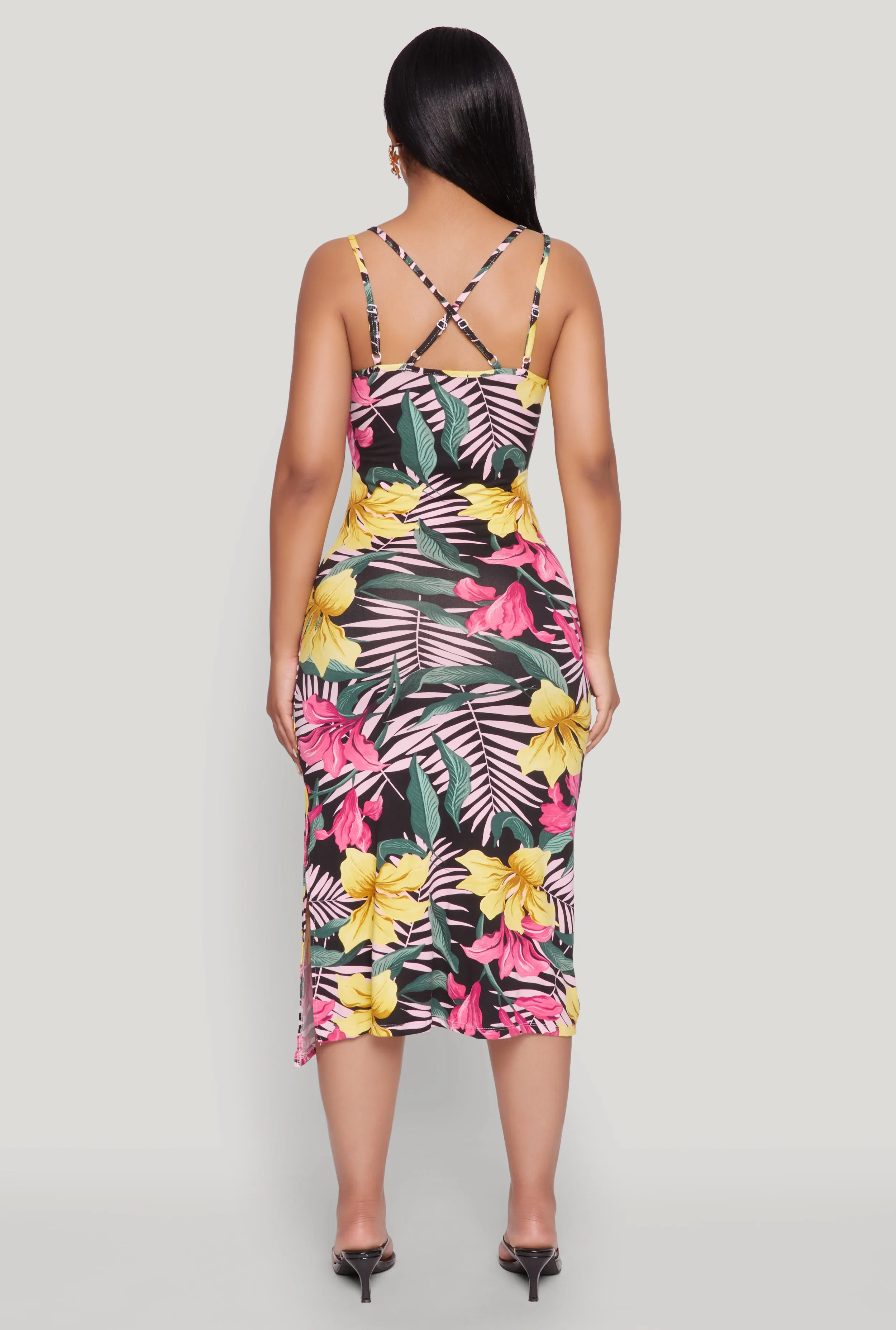 Tropical Floral Print Double Strap Cami Dress sold by Rainbow product image thumbnail 5