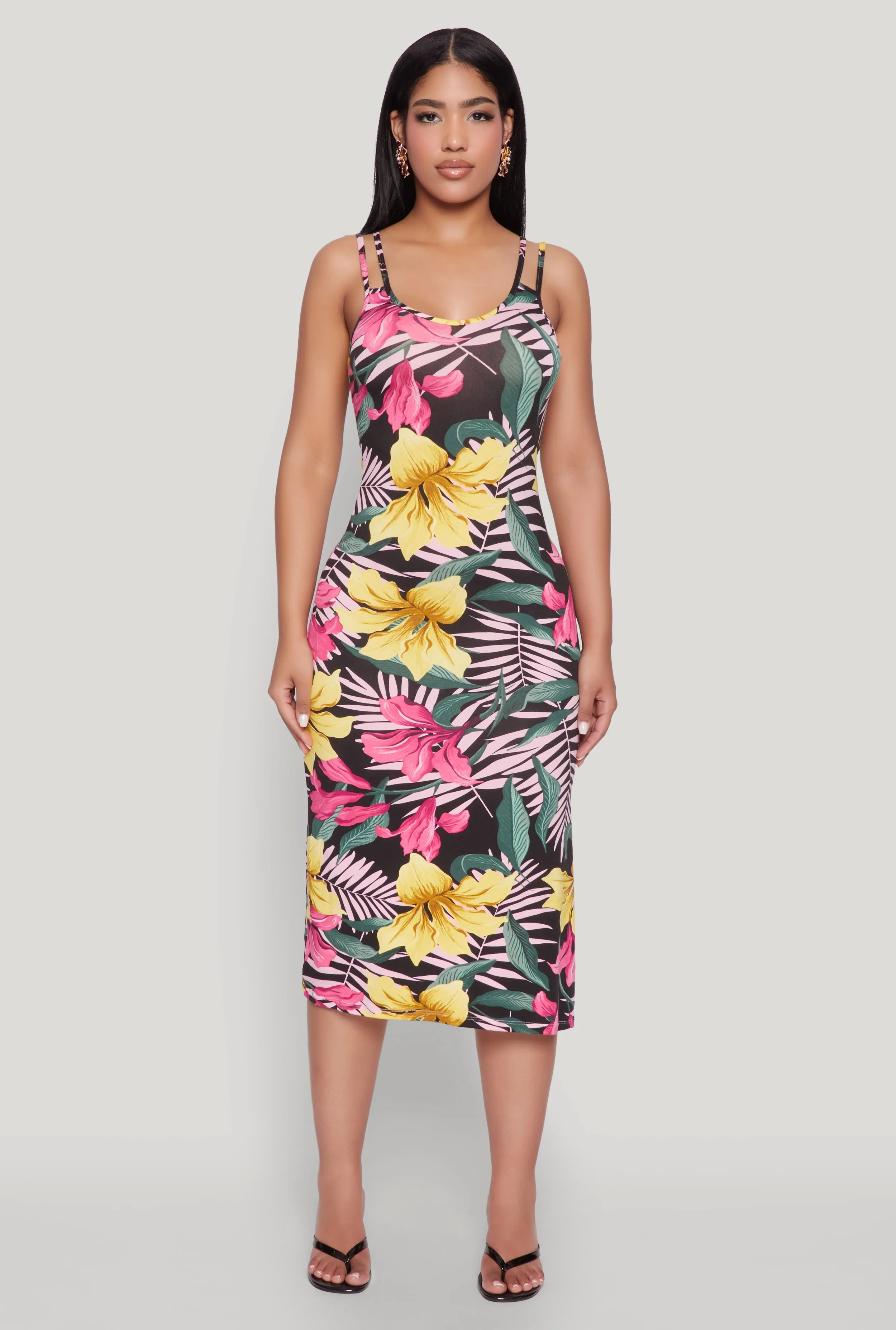 Tropical Floral Print Double Strap Cami Dress sold by Rainbow product image thumbnail 2