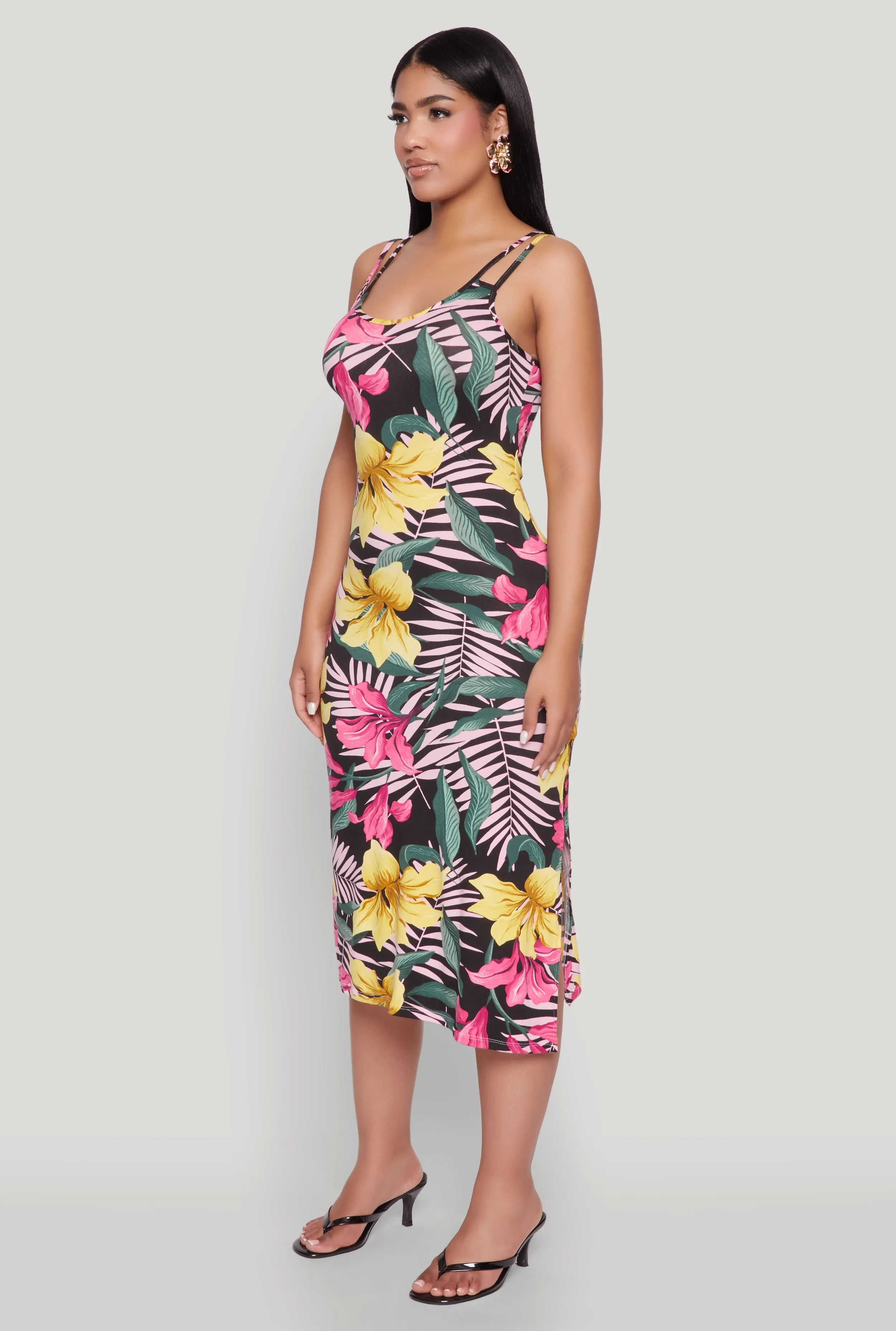 Tropical Floral Print Double Strap Cami Dress sold by Rainbow product image thumbnail 3
