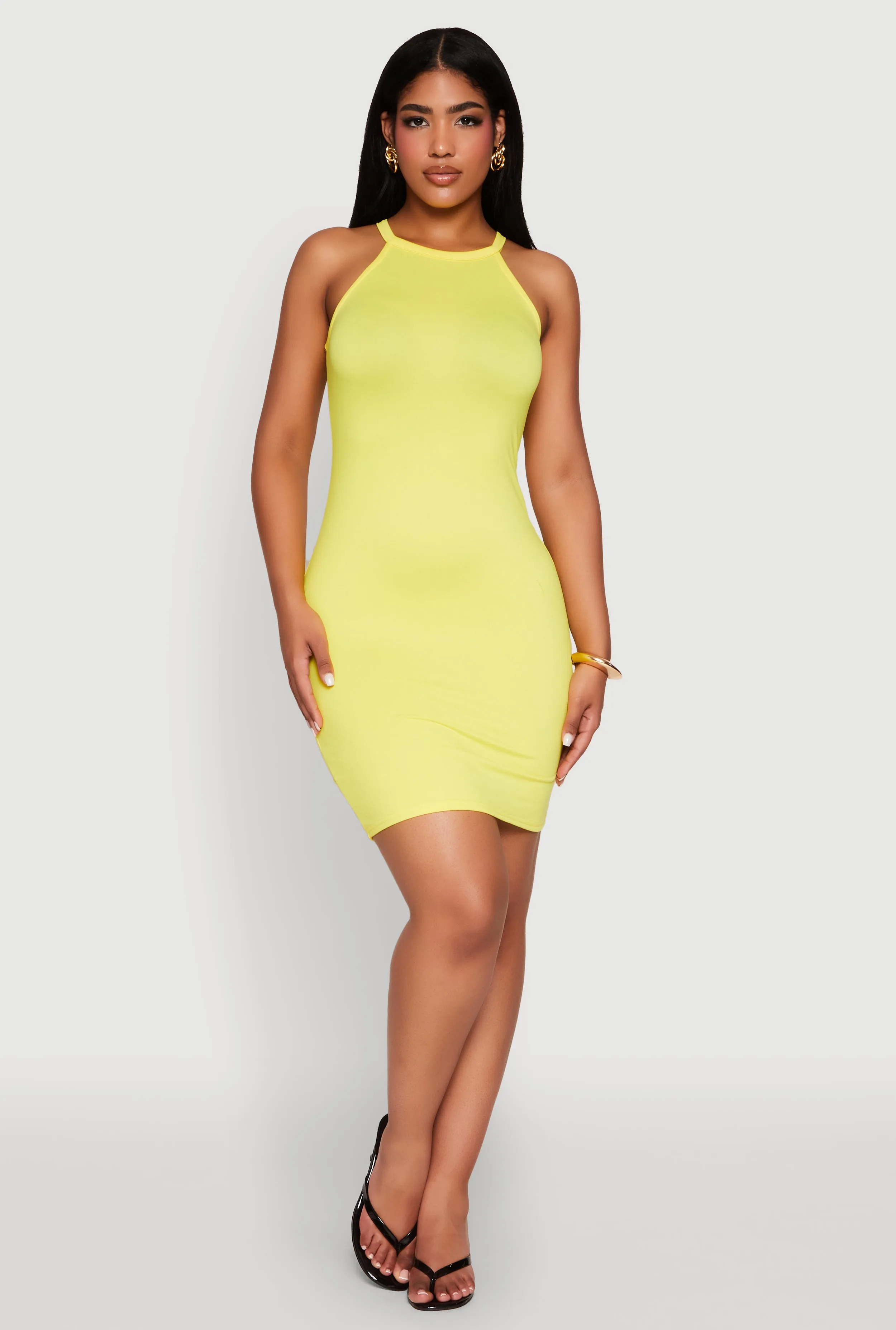 Laser Cut Halter Mini Dress sold by Rainbow