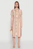 Striped Tie Waist Belted Shirt Dress sold by Rainbow