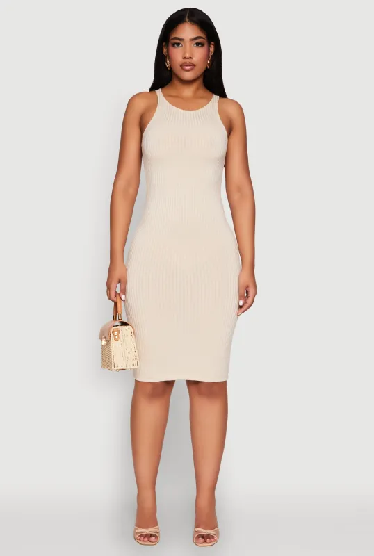 Ribbed Knit Midi Tank Dress sold by Rainbow