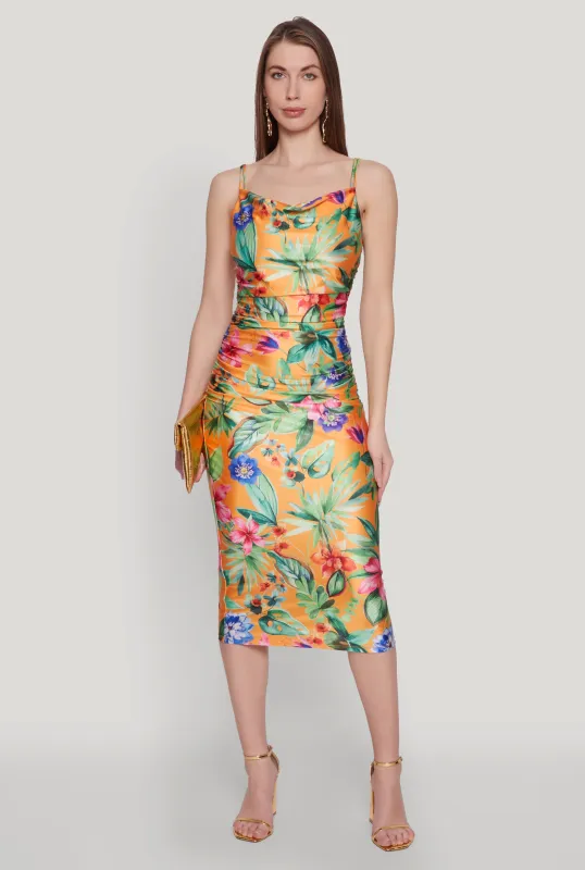 Haute Monde Cowl Neck Floral Print Dress sold by Rainbow