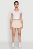 Almost Famous Buckle Detail Gingham Pleated Skort sold by Rainbow
