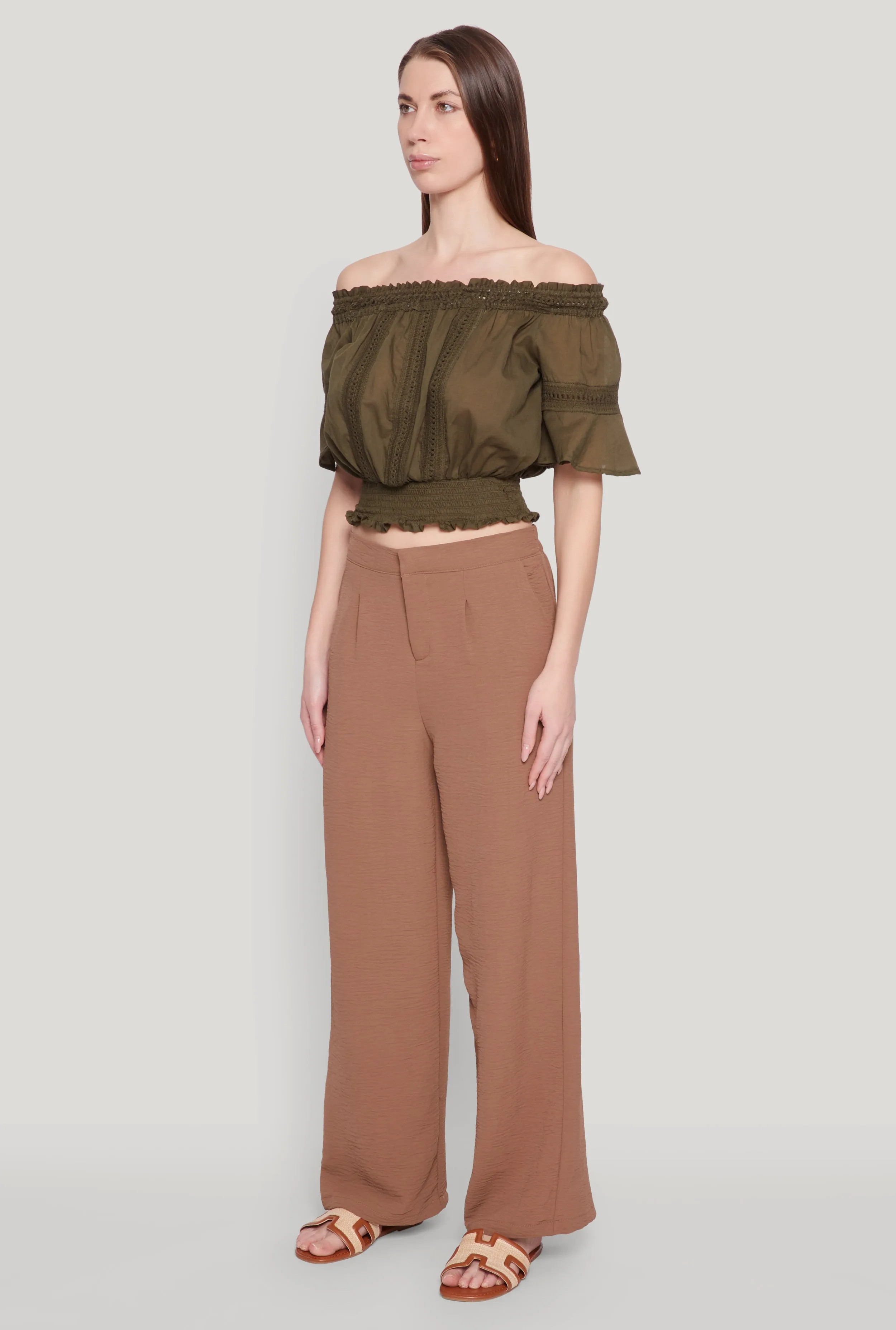 Crochet Detail Off The Shoulder Crop Top sold by Rainbow product image thumbnail 5