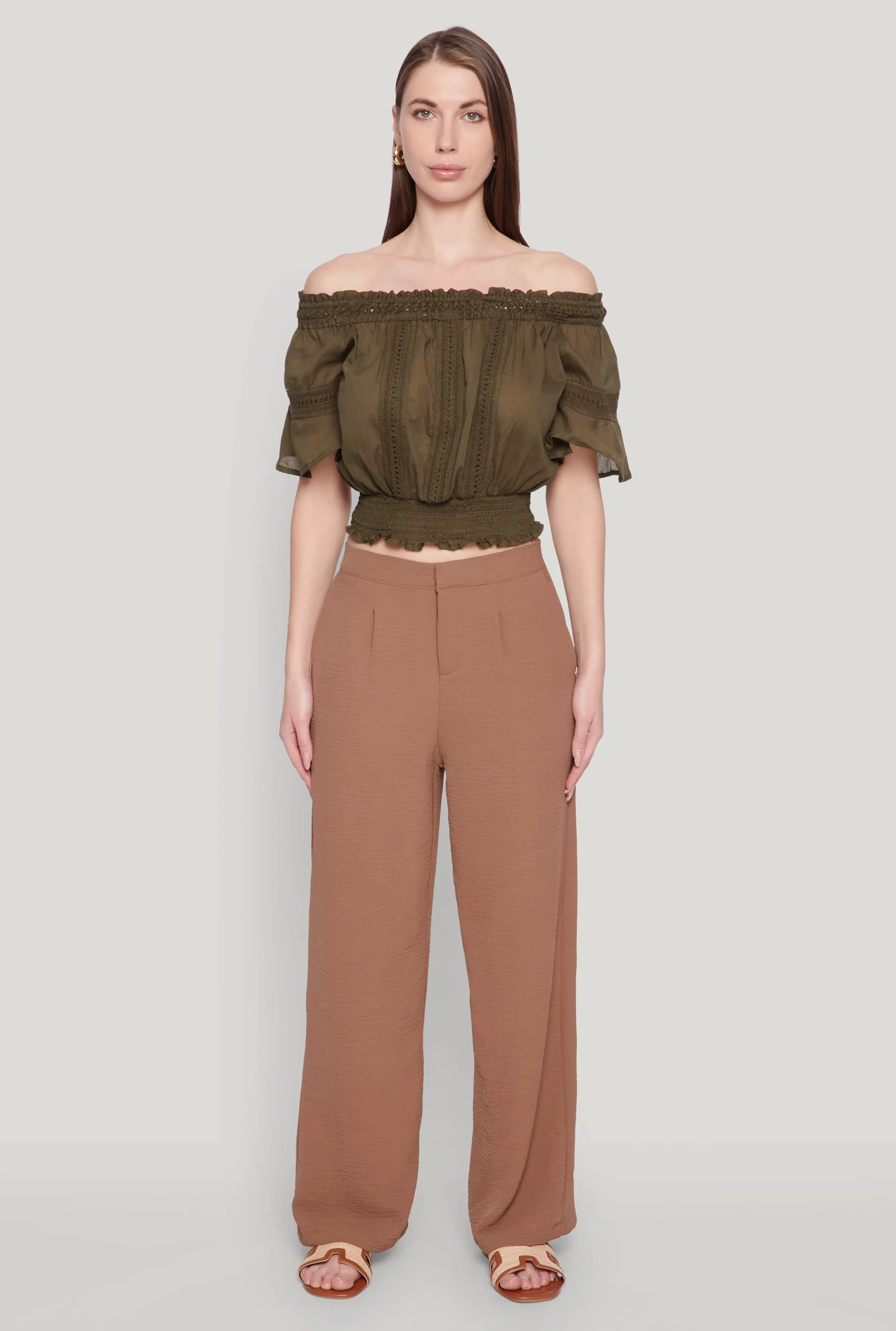 Crochet Detail Off The Shoulder Crop Top sold by Rainbow product image thumbnail 3