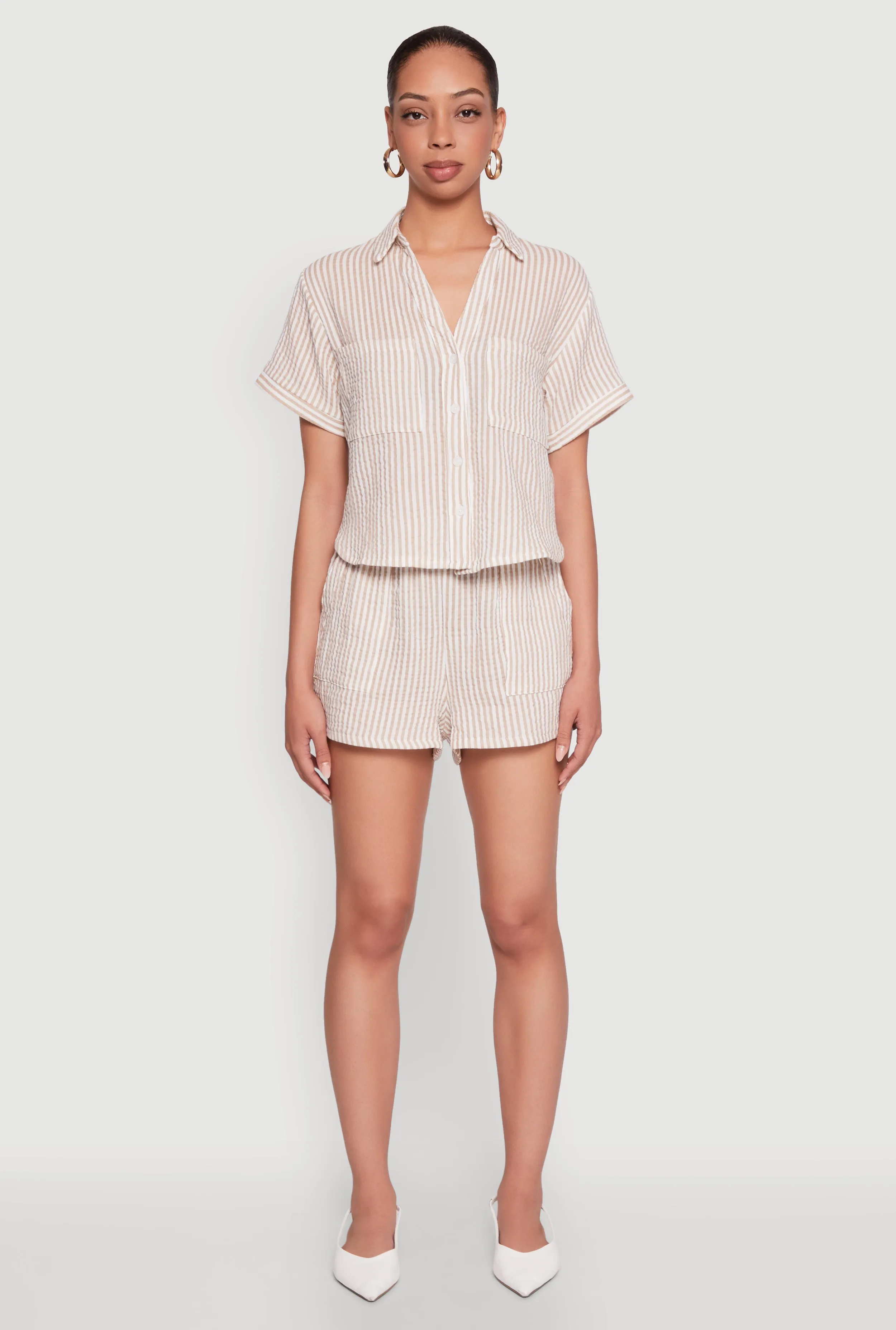 Gauze Knit Striped Shorts sold by Rainbow