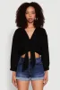 Haute Monde Linen Tie Front Crop Top sold by Rainbow