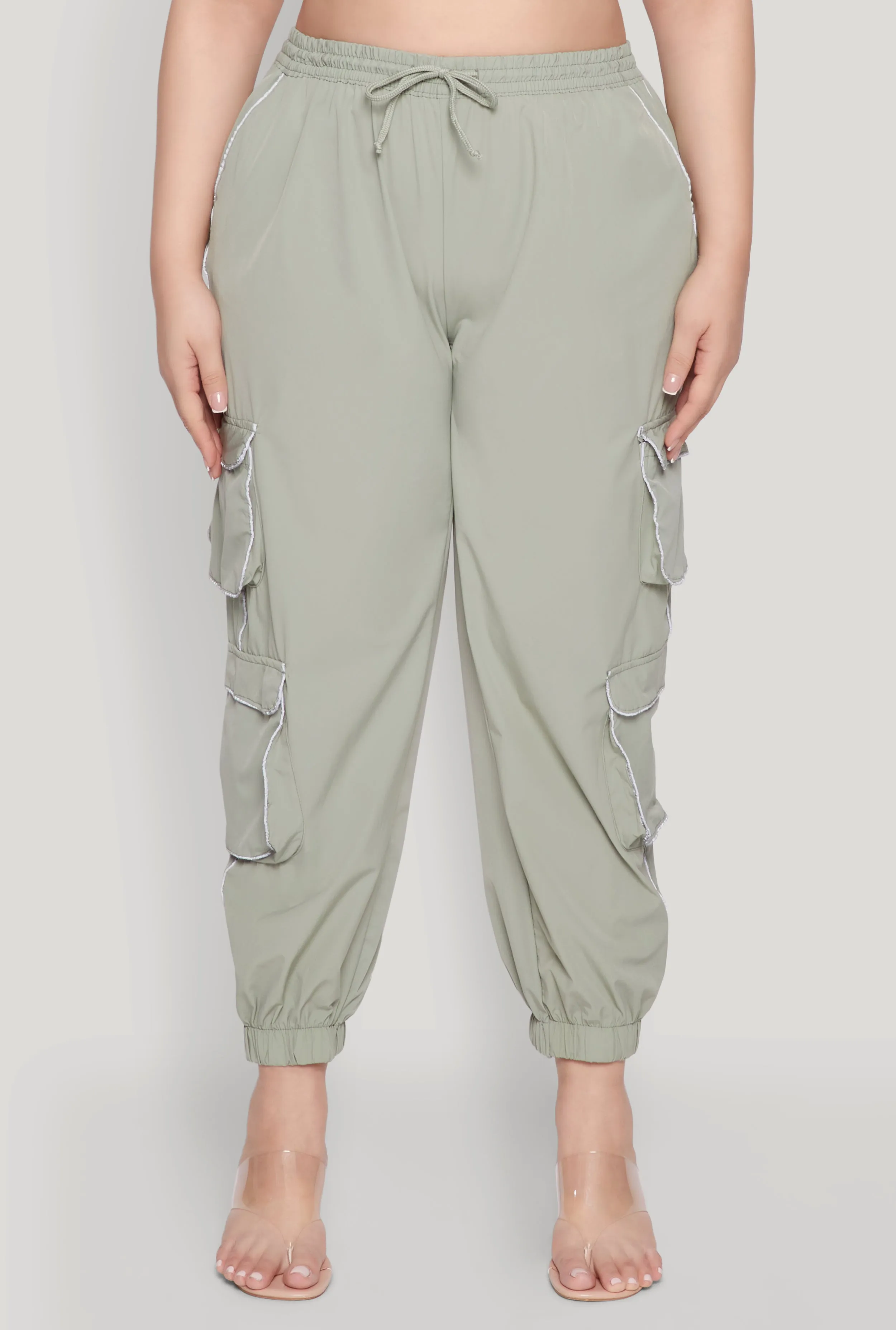 Plus Size Drawstring Cargo Pocket Joggers sold by Rainbow product image thumbnail 3