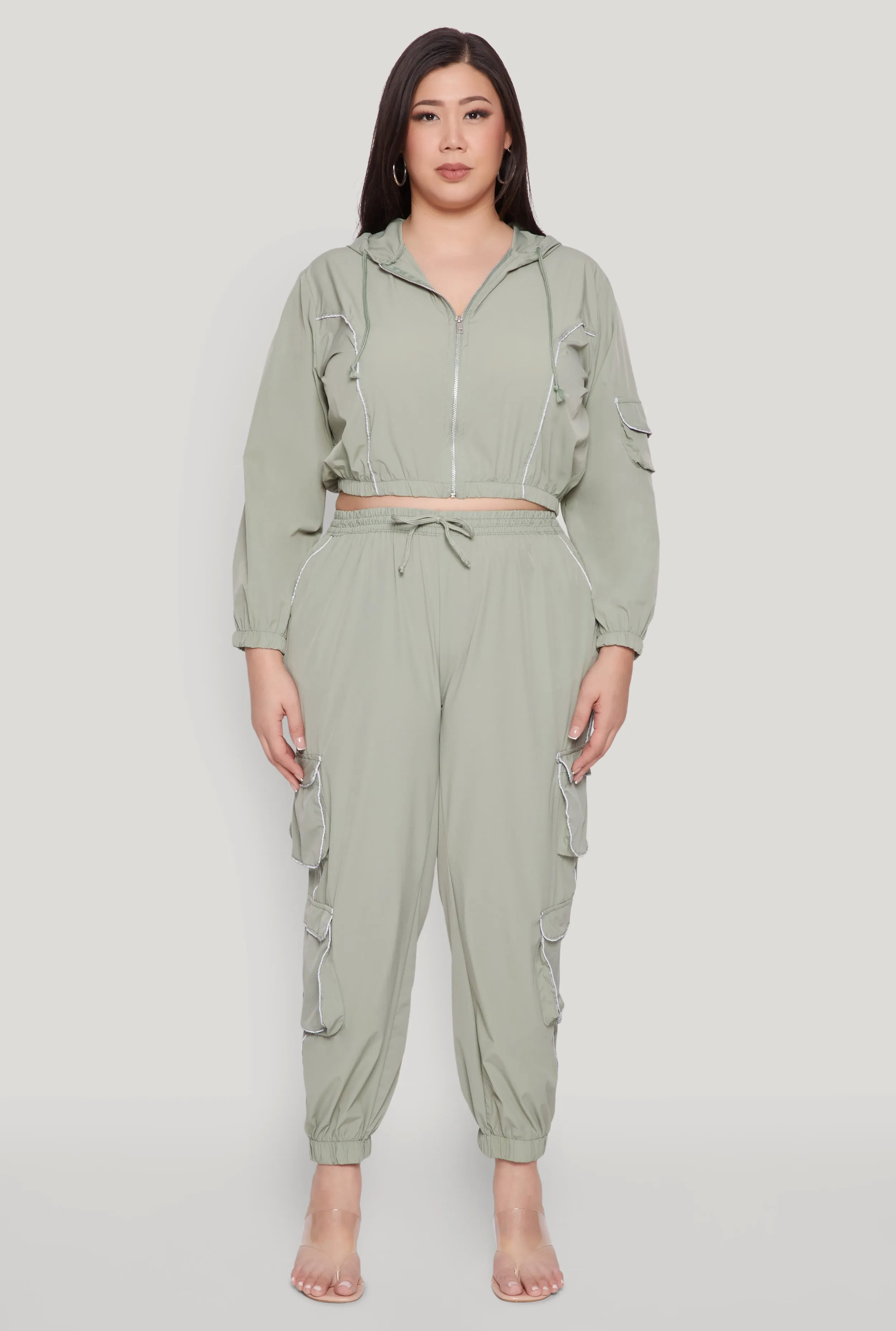 Plus Size Drawstring Cargo Pocket Joggers sold by Rainbow product image thumbnail 2