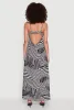 Striped Print Cut Out Back Maxi Dress sold by Rainbow