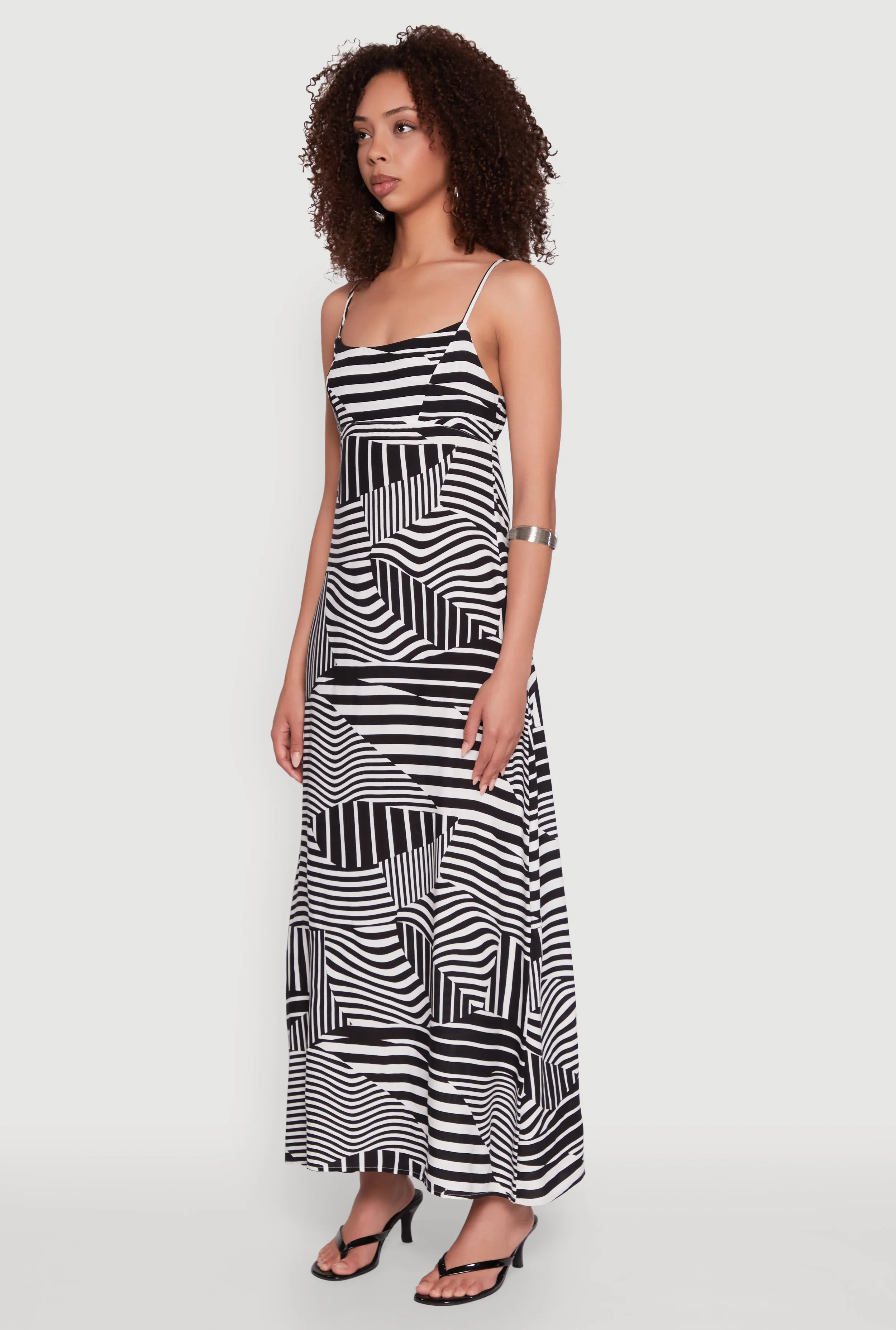 Striped Print Cut Out Back Maxi Dress sold by Rainbow product image thumbnail 3