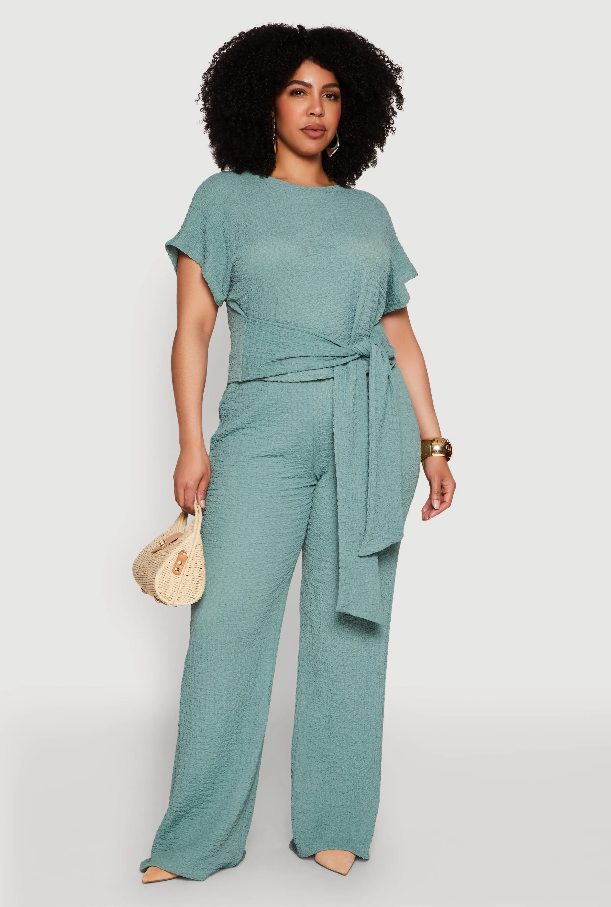 Plus Size Textured Knit Tie Waist Top sold by Rainbow product image thumbnail 3