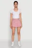 Almost Famous Buckle Detail Gingham Pleated Skort sold by Rainbow
