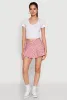 Almost Famous Buckle Detail Gingham Pleated Skort sold by Rainbow