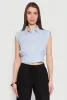 Sleeveless Cropped Button Front Shirt sold by Rainbow