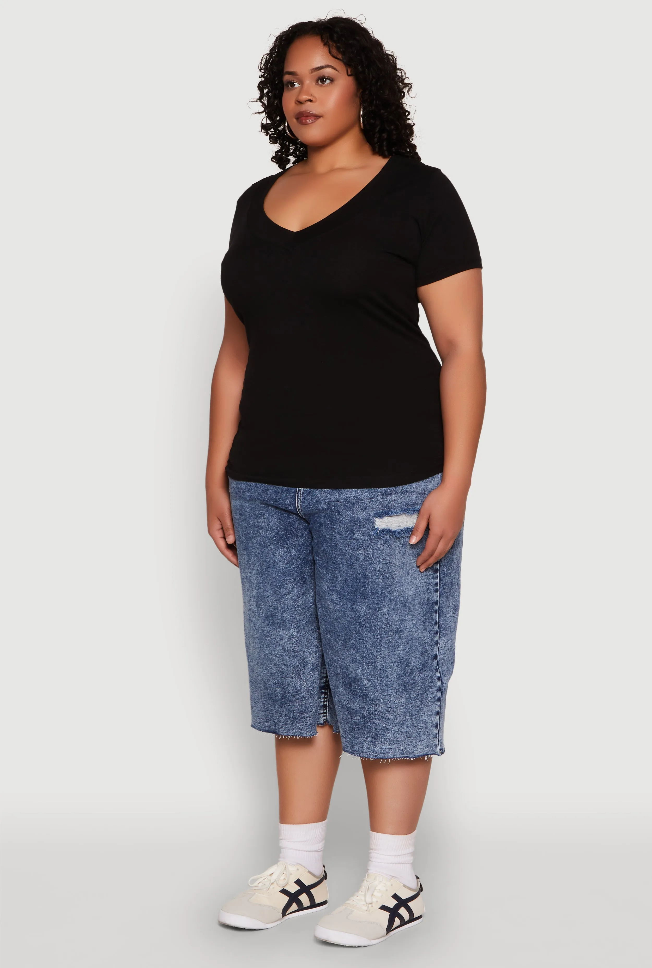 Plus Size V Neck Short Sleeve Tee sold by Rainbow product image thumbnail 5