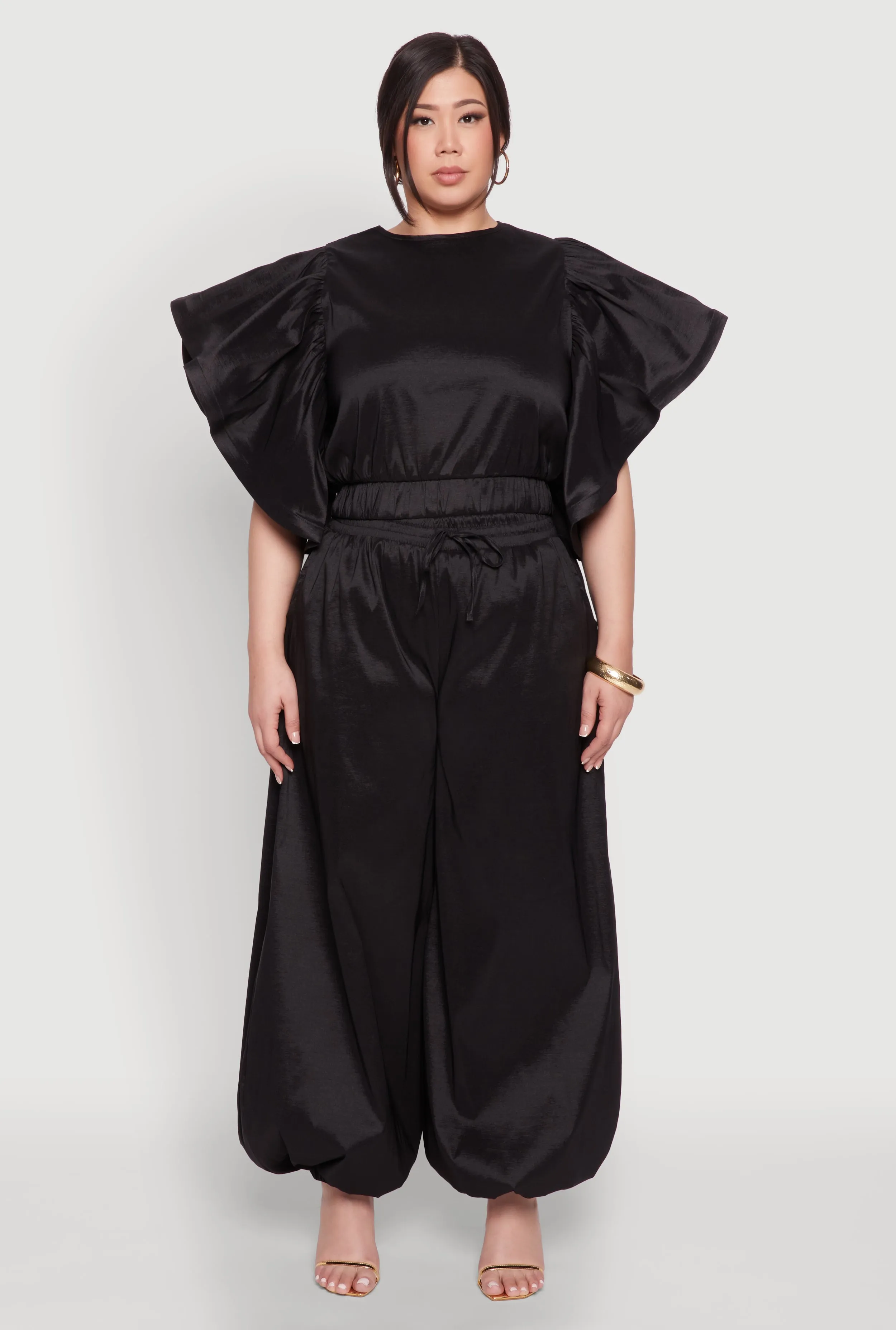 Plus Size Flutter Sleeve Crop Top sold by Rainbow product image thumbnail 2