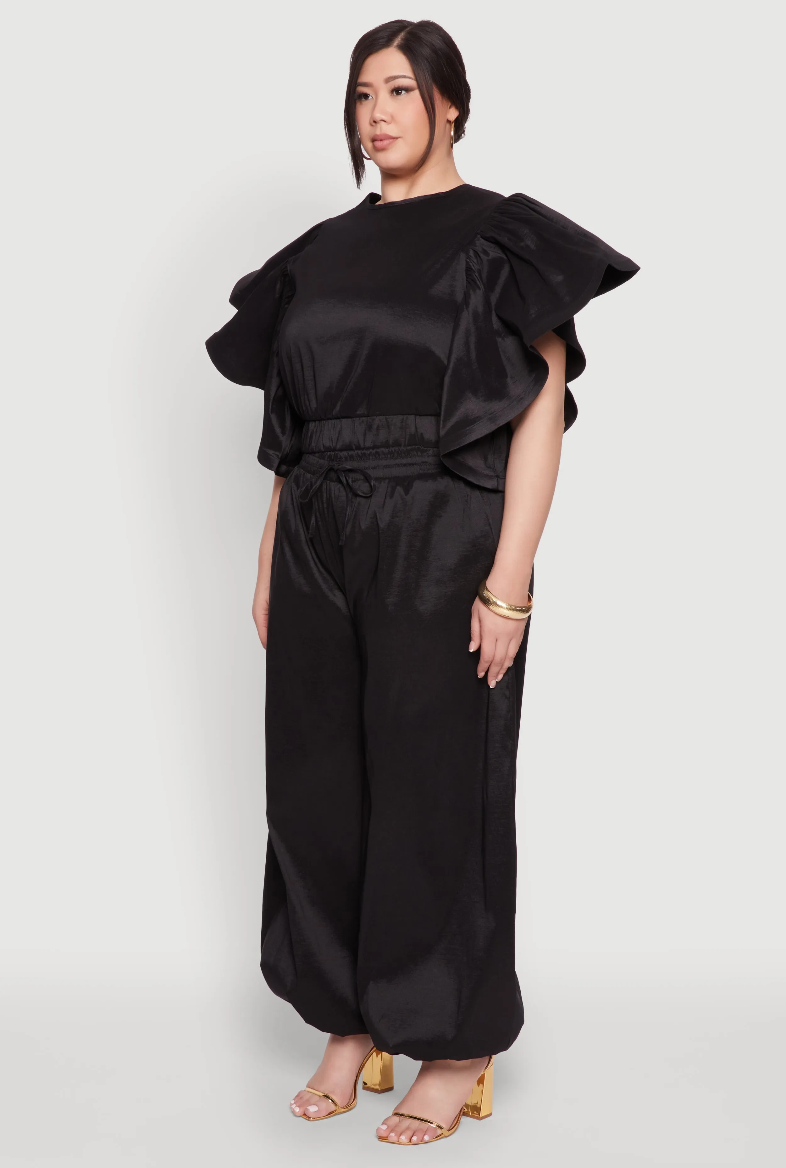 Plus Size Flutter Sleeve Crop Top sold by Rainbow product image thumbnail 5