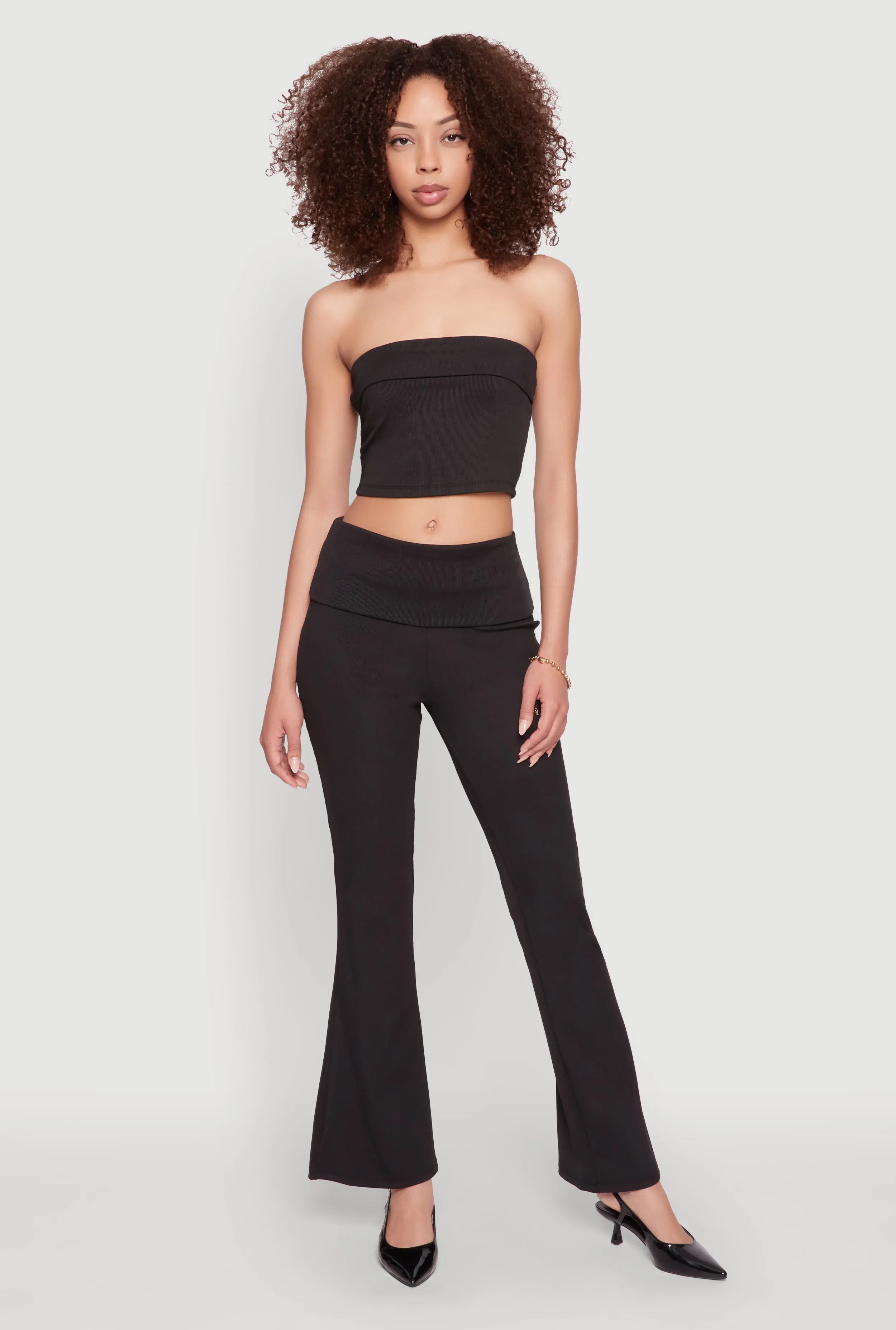 Haute Monde Fold Over Waist Wide Leg Pants sold by Rainbow product image thumbnail 2