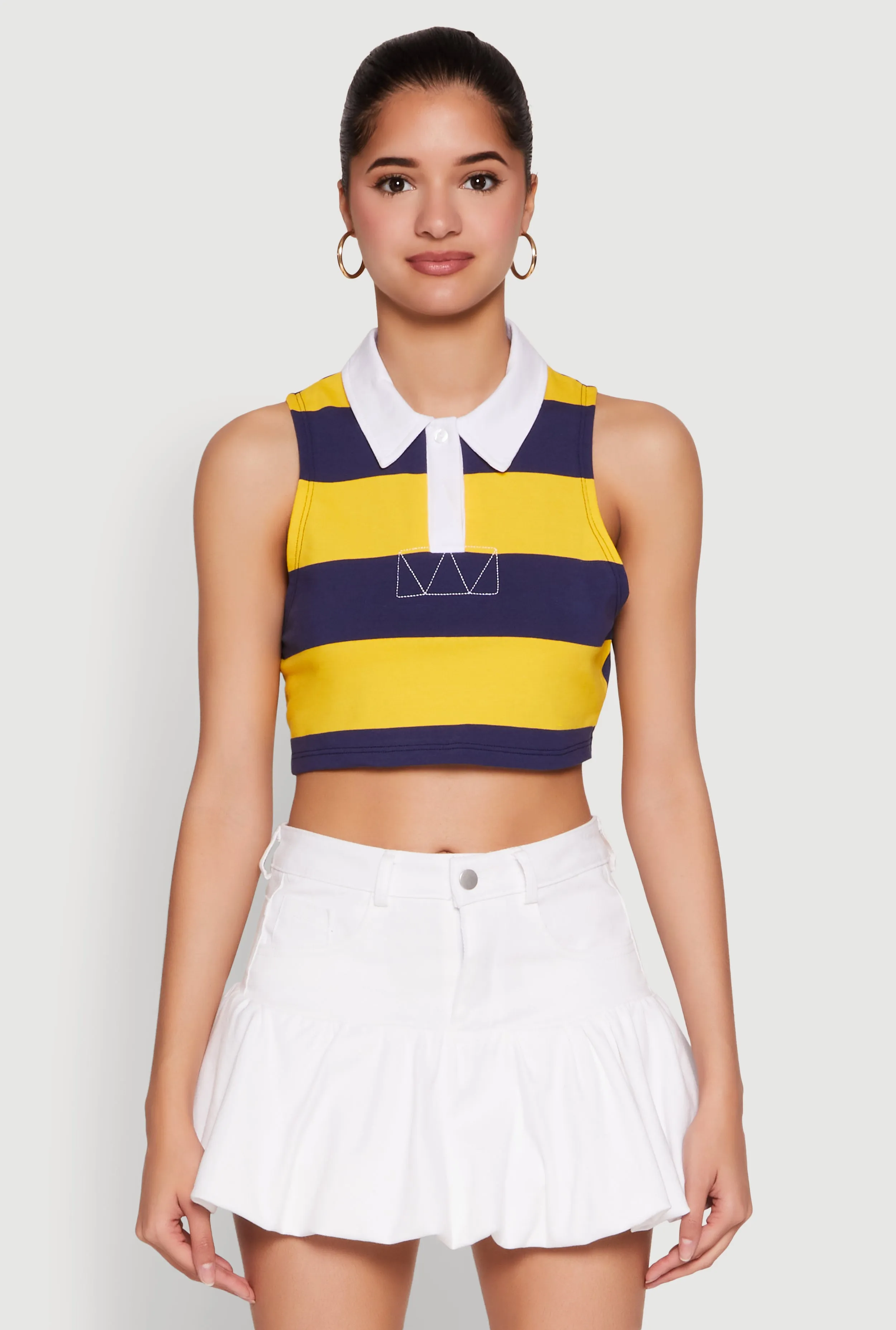 Striped Sleeveless Cropped Polo sold by Rainbow product image thumbnail 2