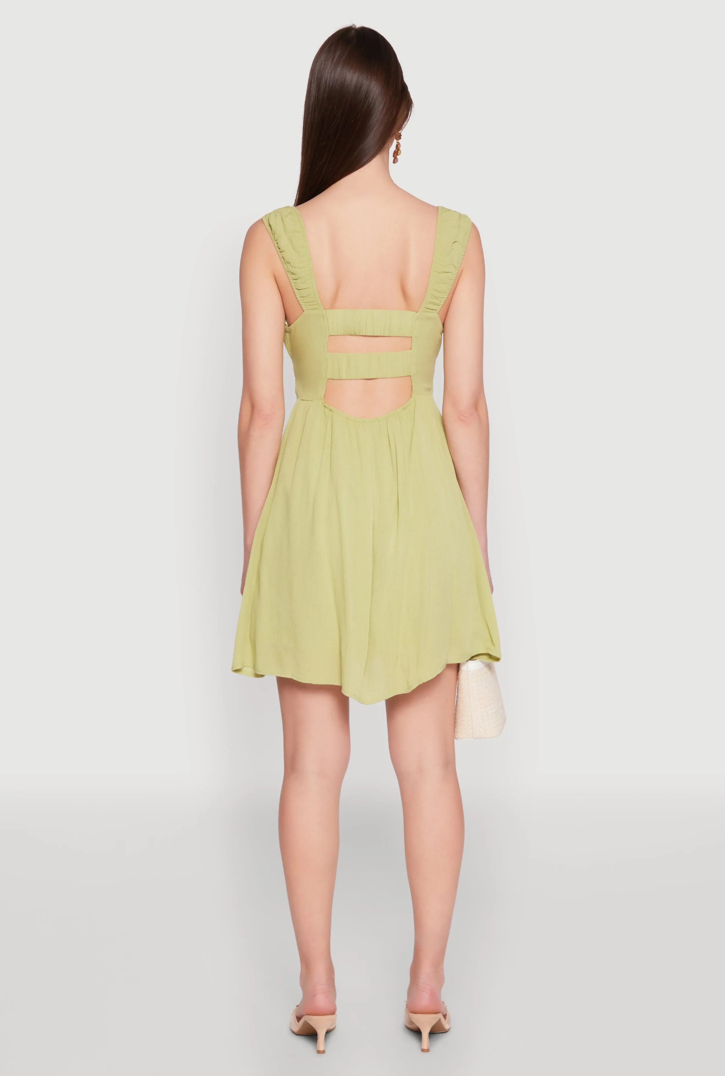 Iris Tie Front Keyhole Caged Back Mini Dress sold by Rainbow product image thumbnail 5