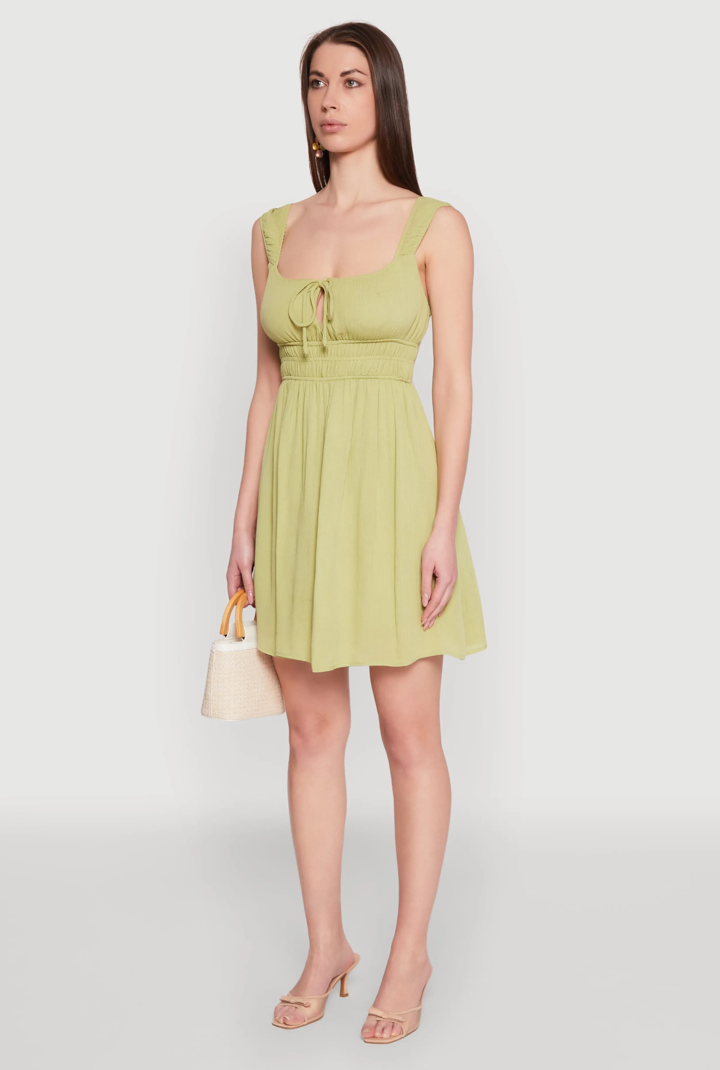 Iris Tie Front Keyhole Caged Back Mini Dress sold by Rainbow product image thumbnail 3