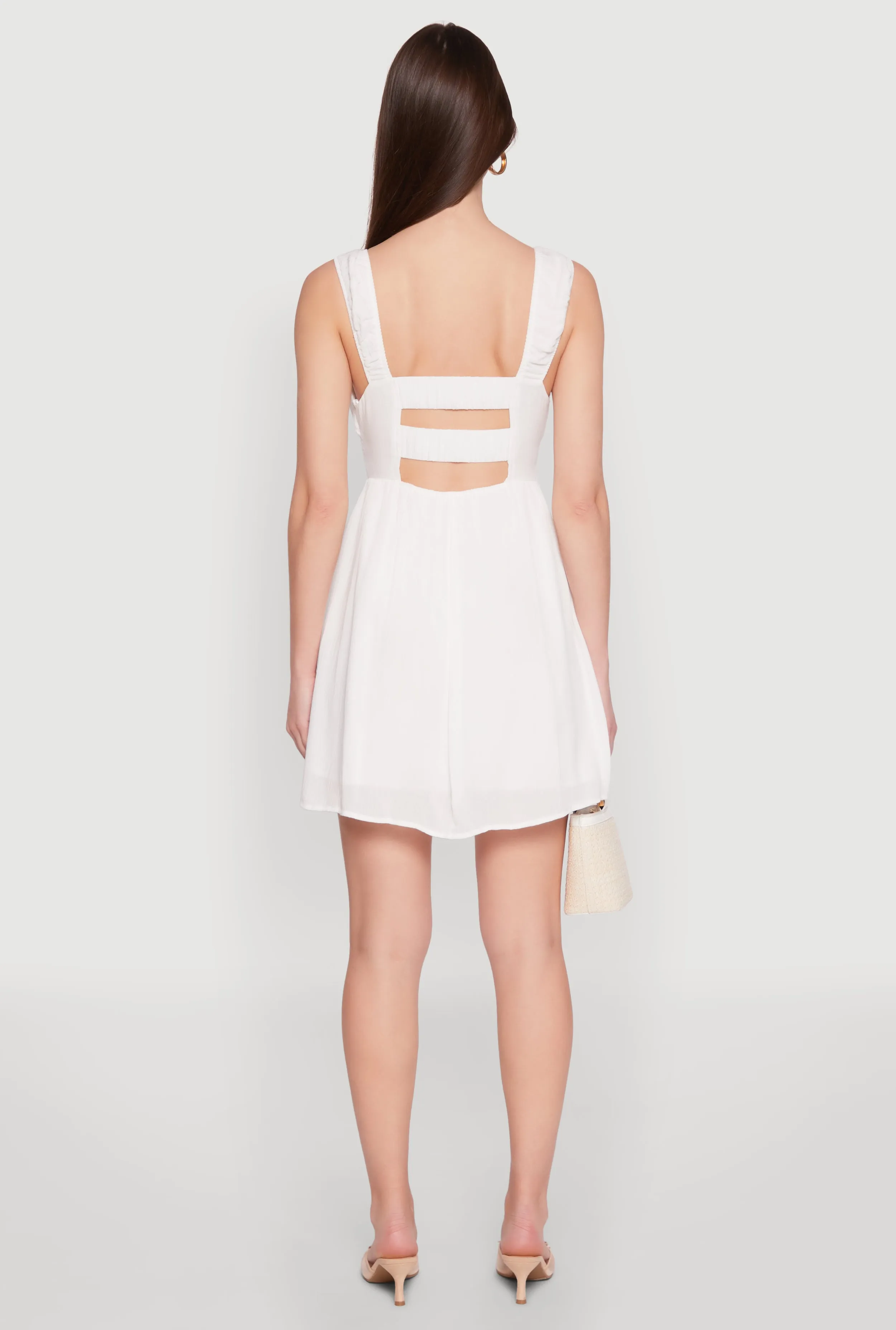 Iris Tie Front Keyhole Caged Back Mini Dress sold by Rainbow product image thumbnail 5