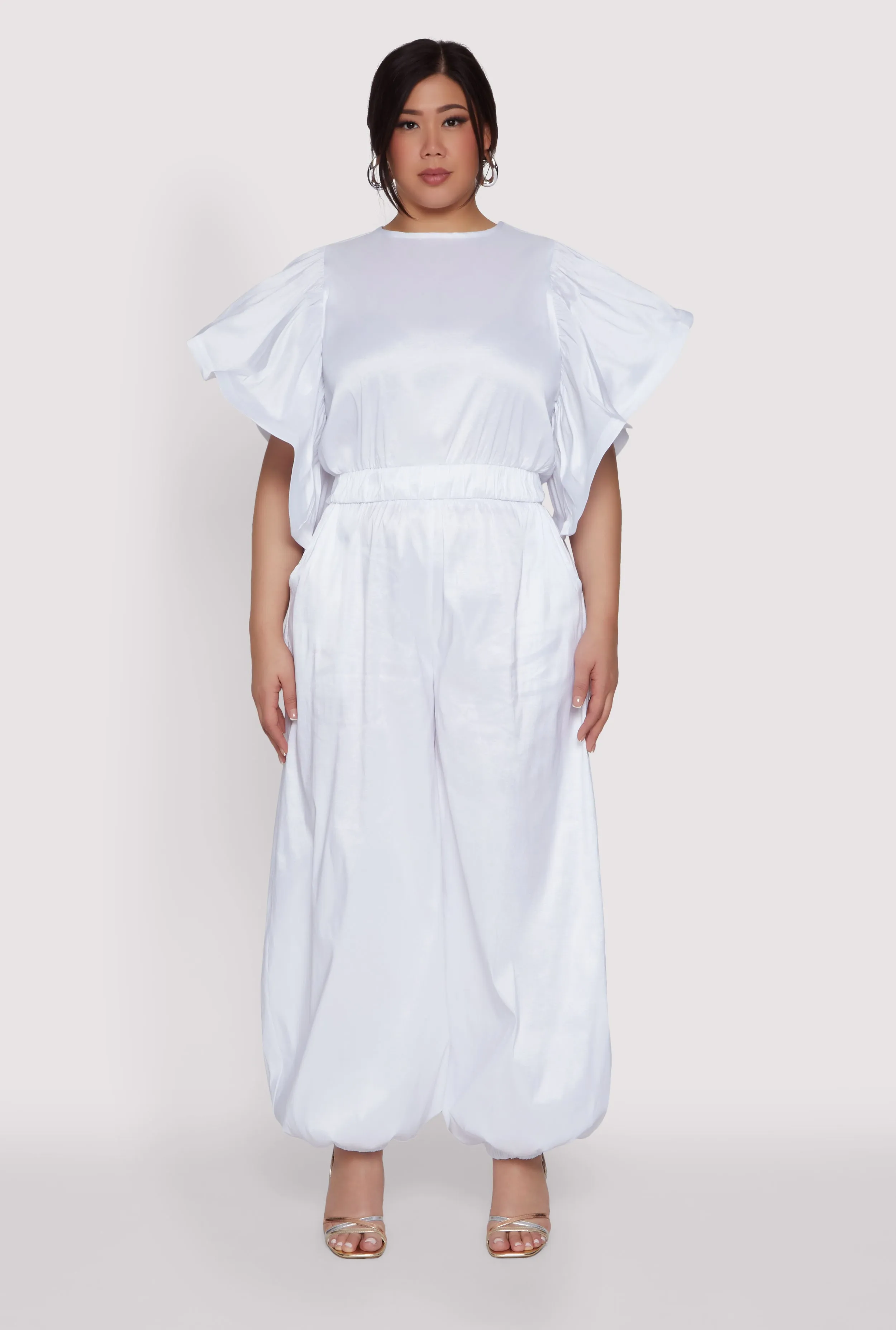 Plus Size Flutter Sleeve Crop Top sold by Rainbow product image thumbnail 2