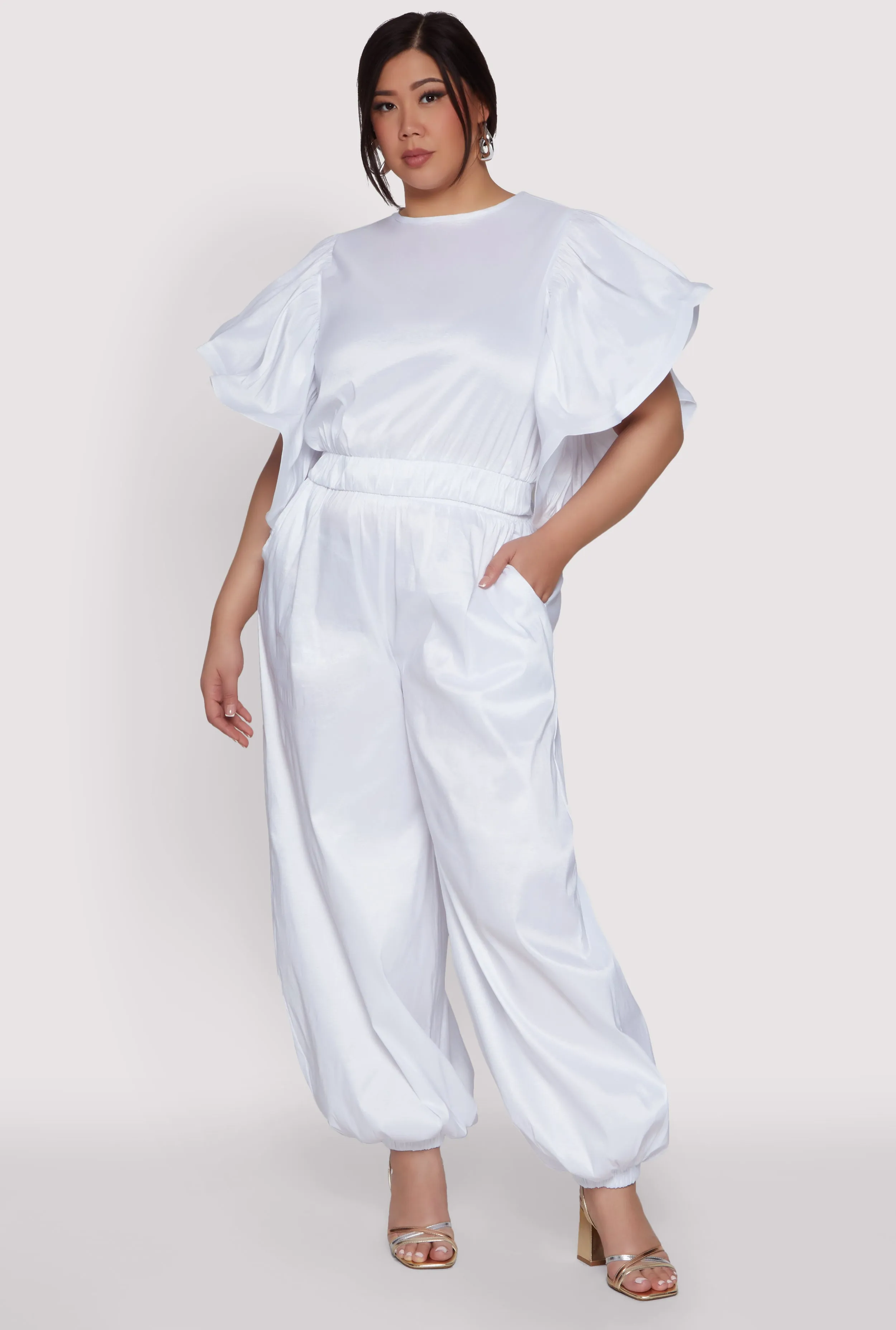 Plus Size Flutter Sleeve Crop Top sold by Rainbow product image thumbnail 3