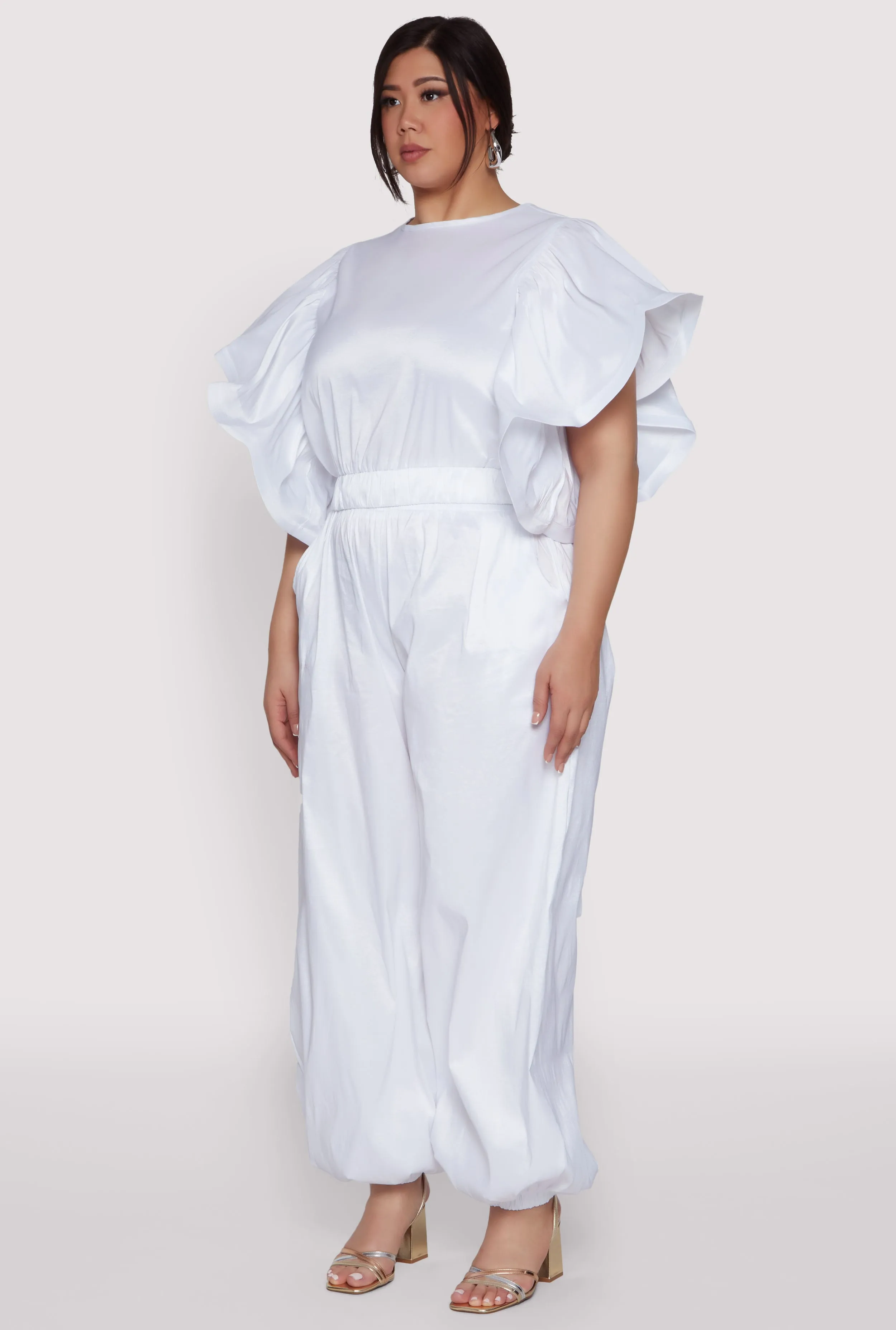 Plus Size Flutter Sleeve Crop Top sold by Rainbow product image thumbnail 5