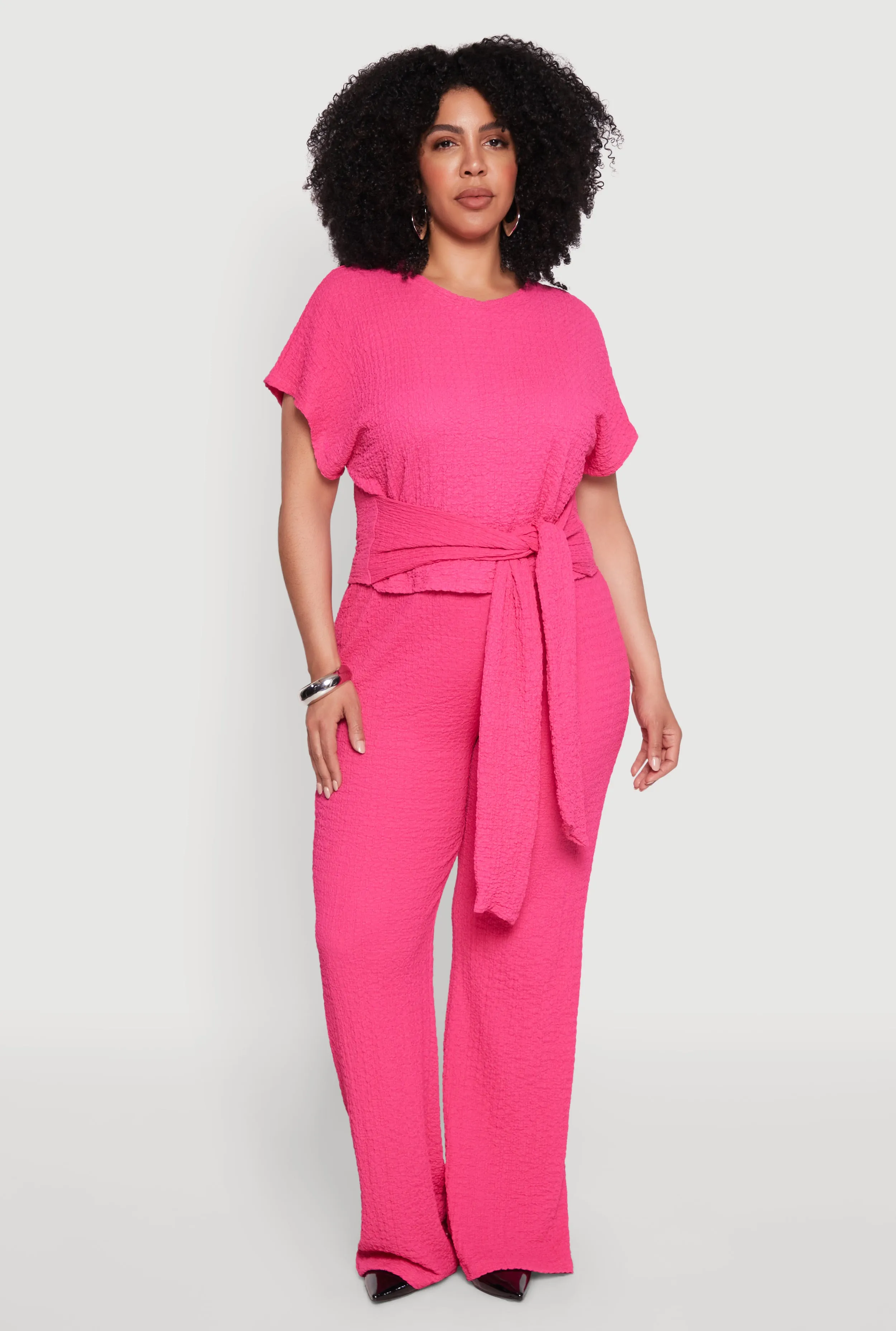 Plus Size Textured Knit Tie Waist Top sold by Rainbow product image thumbnail 3