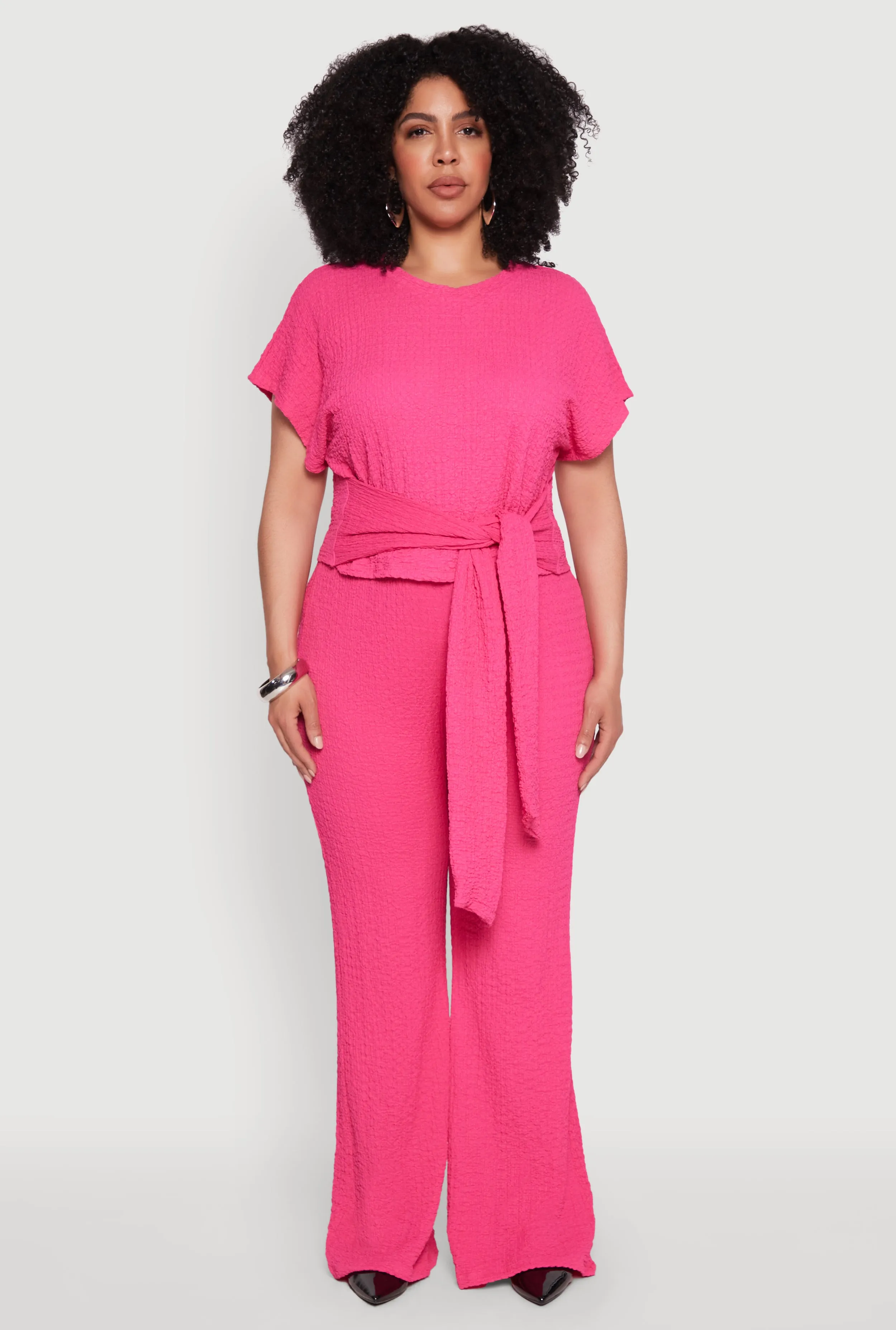 Plus Size Textured Knit Tie Waist Top sold by Rainbow product image thumbnail 2