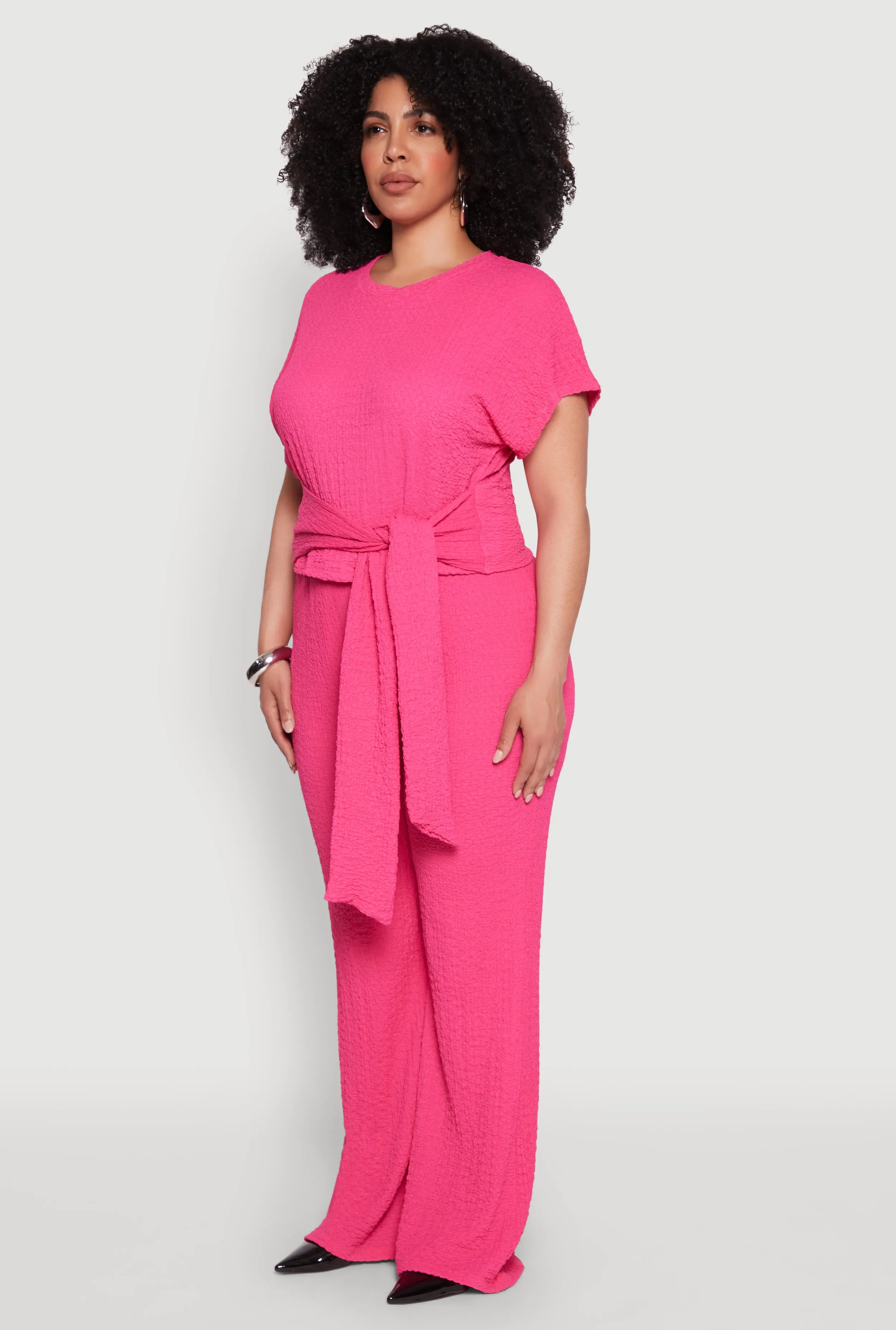 Plus Size Textured Knit Tie Waist Top sold by Rainbow product image thumbnail 5