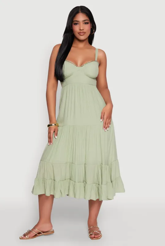 Iris Open Back Tiered Midi Dress sold by Rainbow