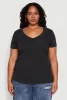 Plus Size V Neck Short Sleeve Tee sold by Rainbow