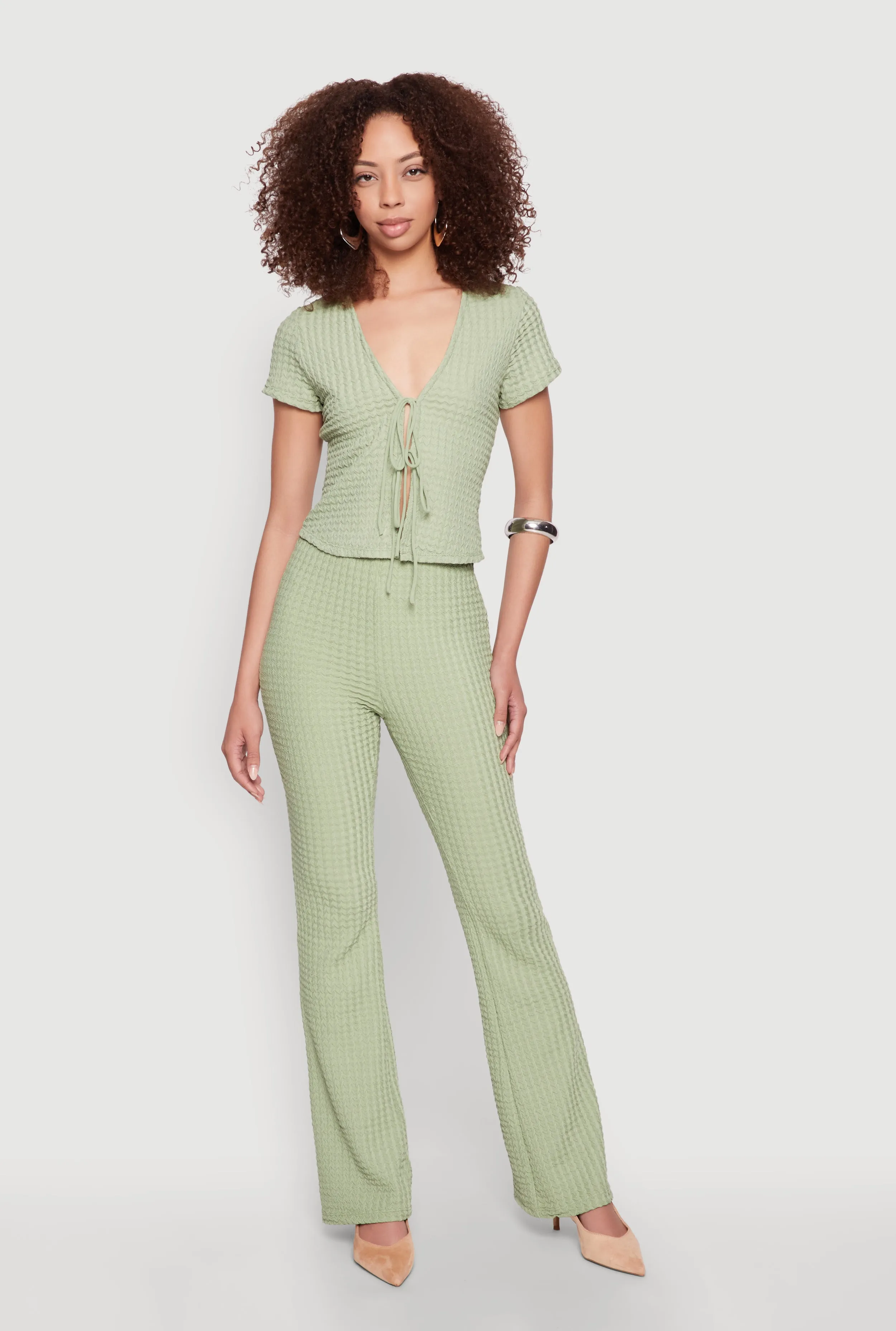 Iris Textured Knit Tie Front Top sold by Rainbow product image thumbnail 3