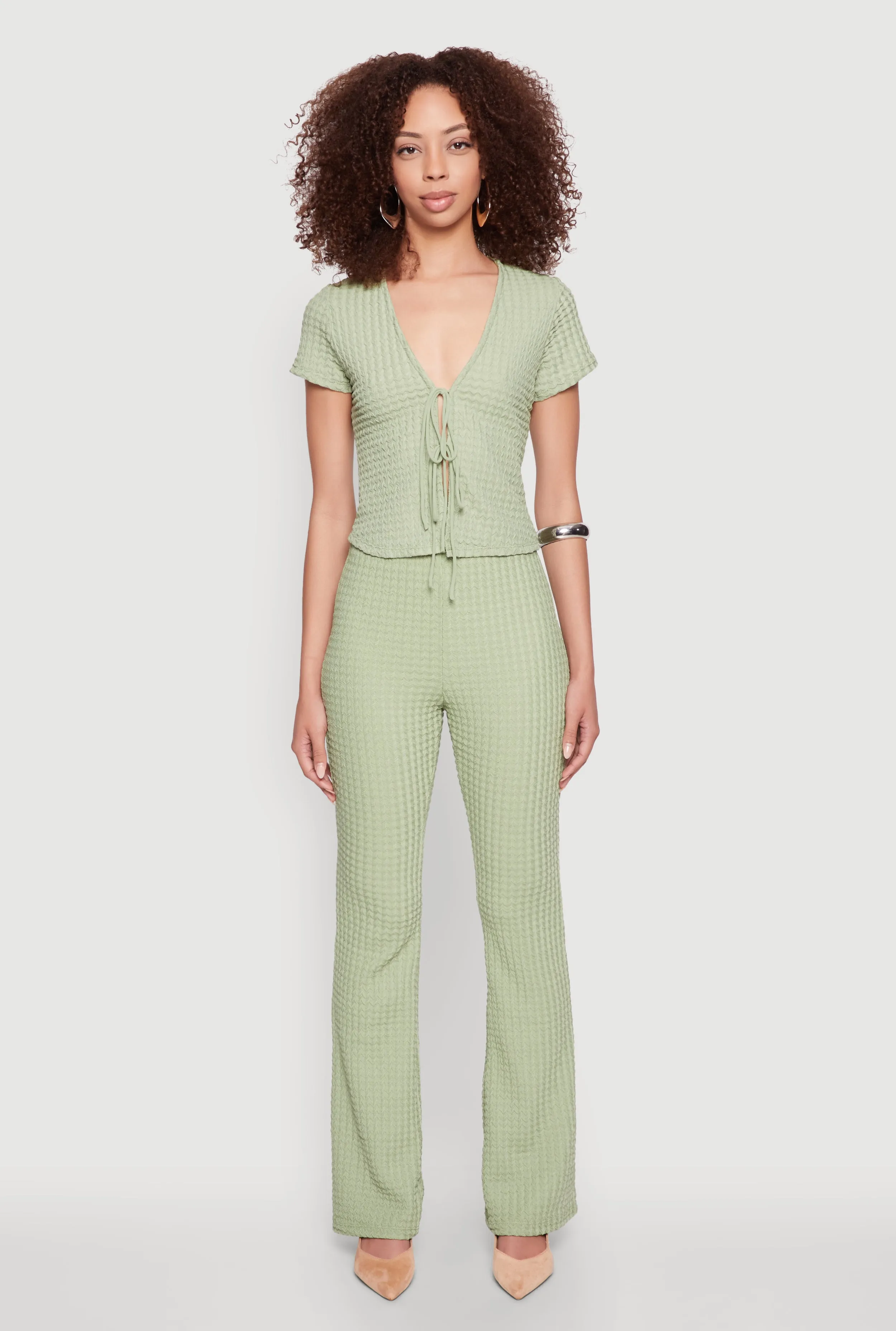 Iris Textured Knit Tie Front Top sold by Rainbow product image thumbnail 2