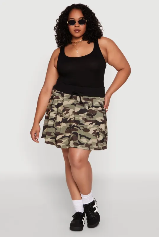 Plus Size Printed Pattern Pleated Skirt sold by Rainbow