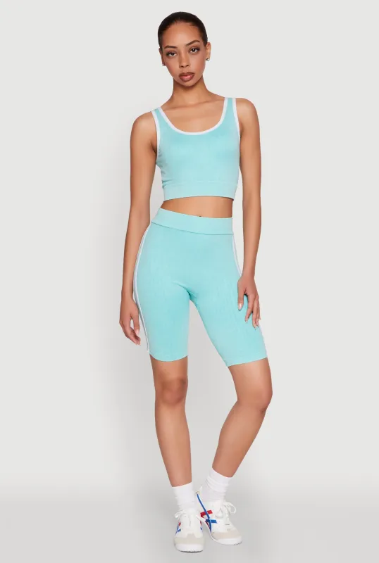 Mineral Wash Varsity Stripe Biker Shorts made by Rainbow