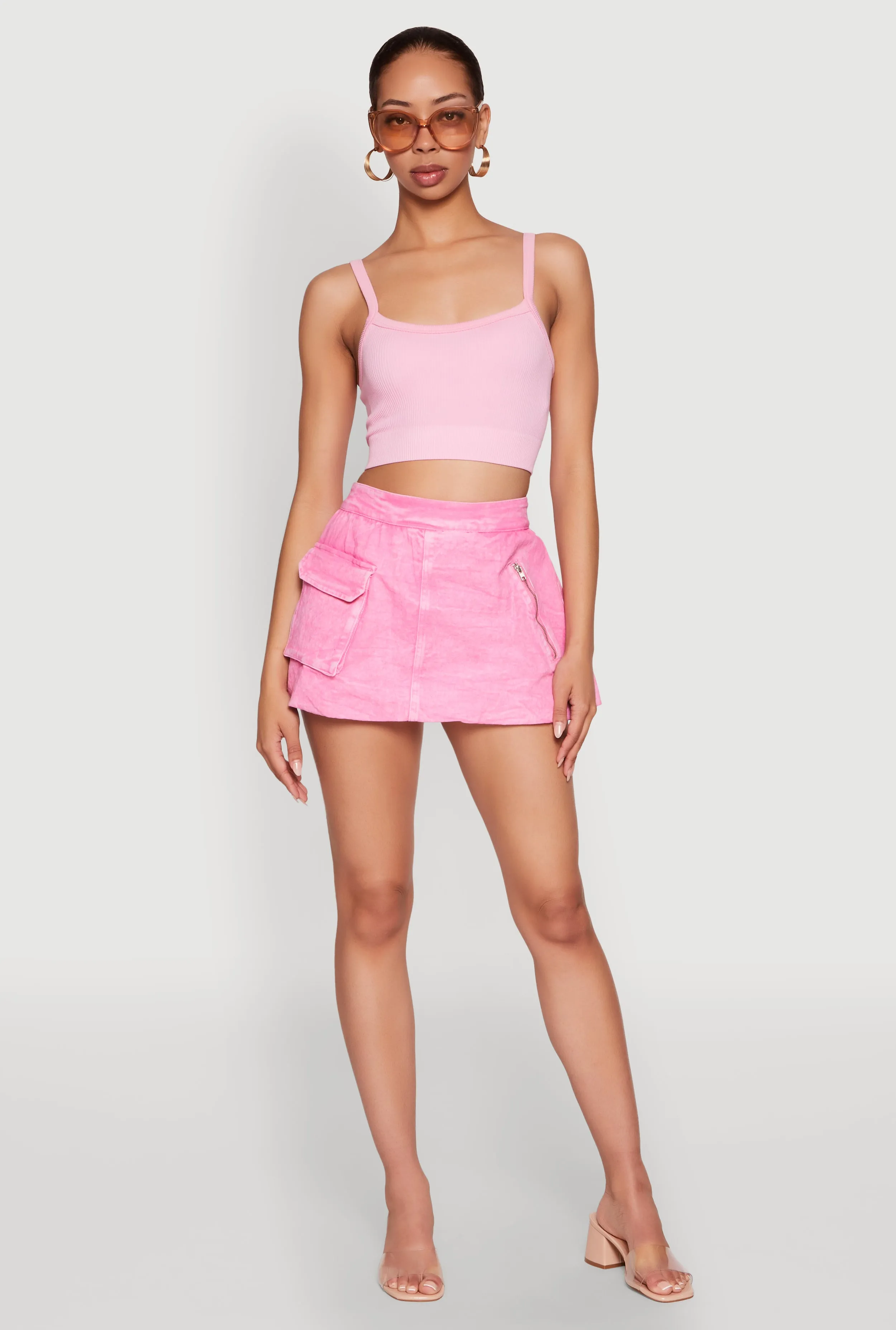 Spoon Jeans Mineral Wash Zip Detail Denim Skort sold by Rainbow