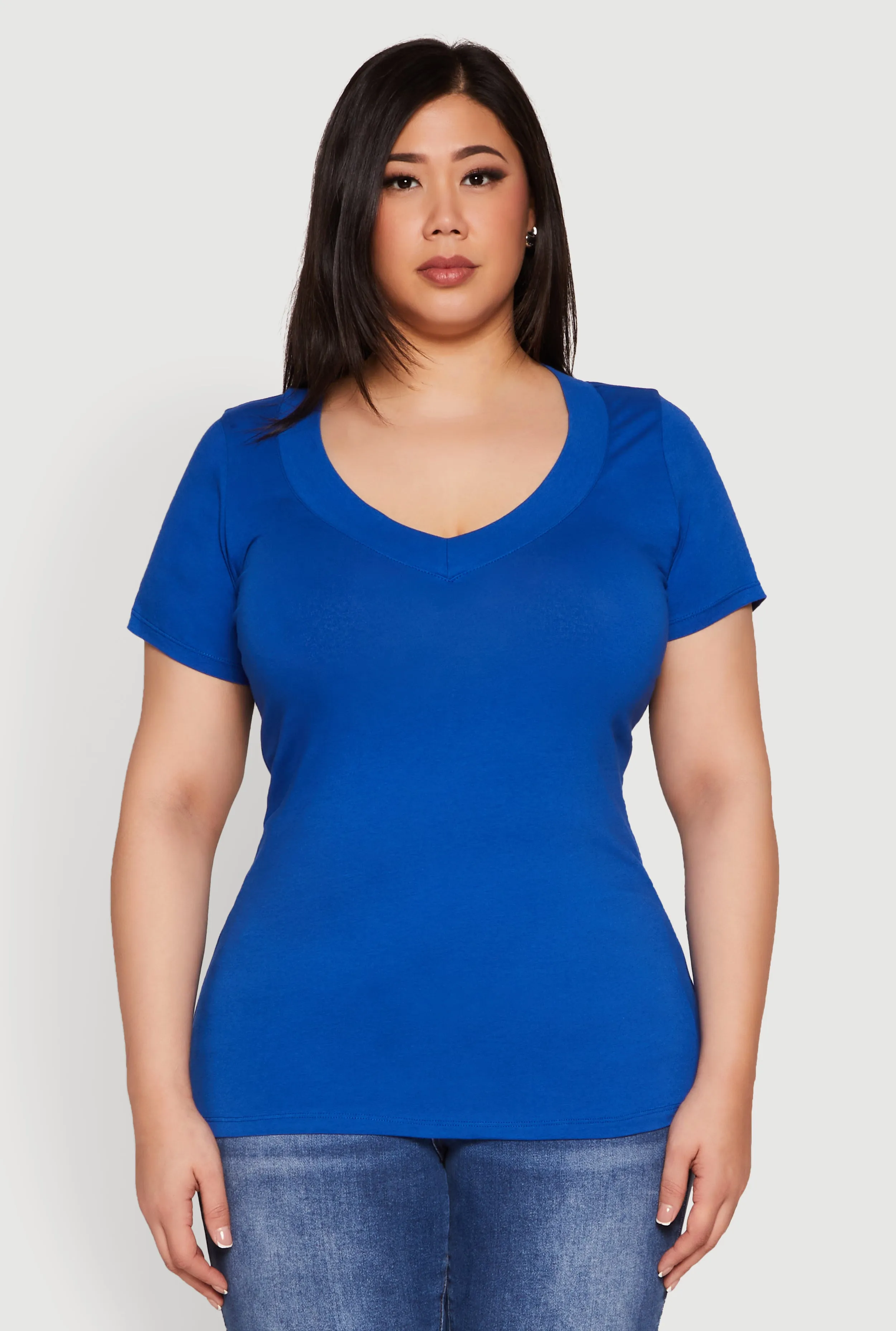 Plus Size V Neck Short Sleeve Tee sold by Rainbow product image thumbnail 2