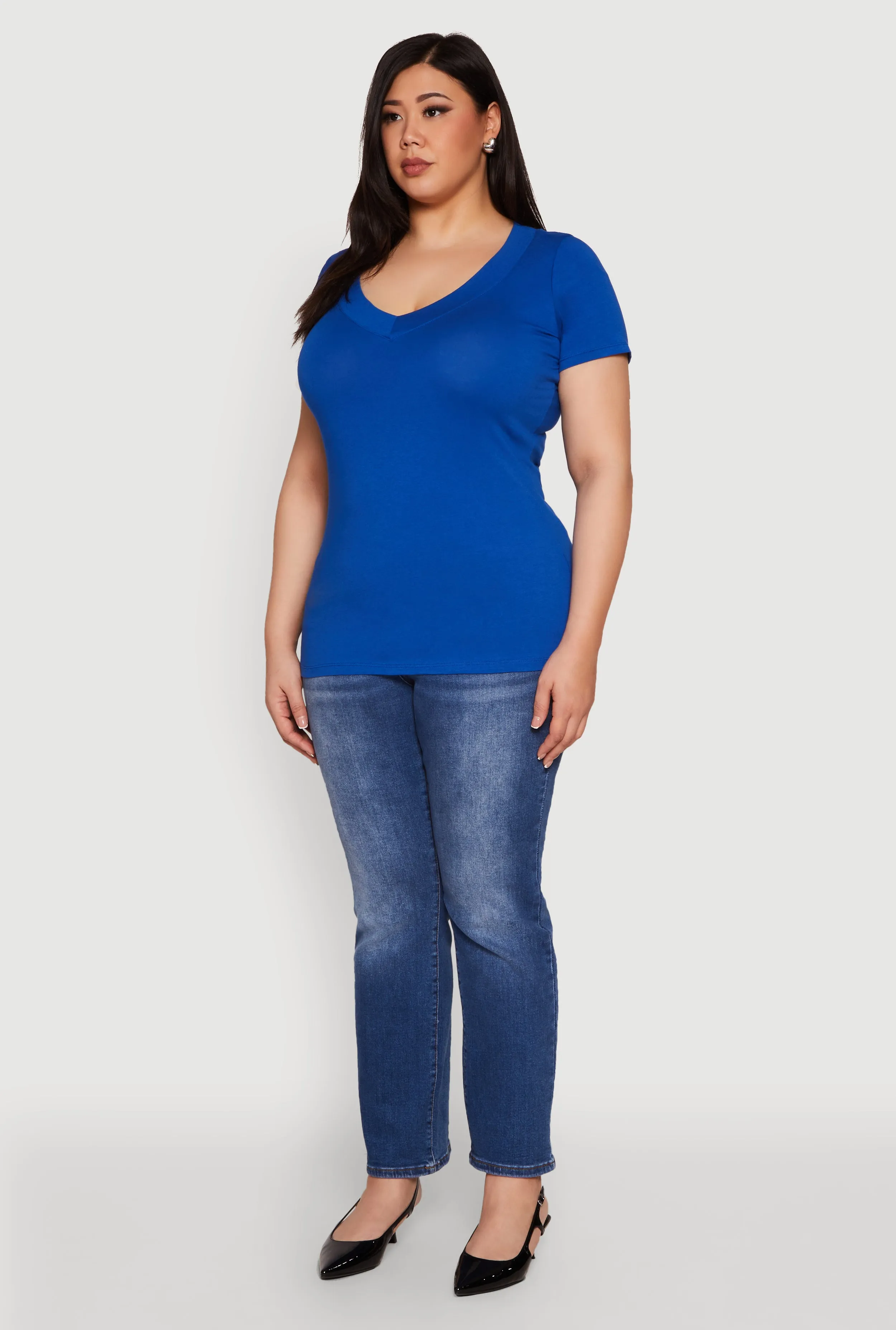 Plus Size V Neck Short Sleeve Tee sold by Rainbow product image thumbnail 5