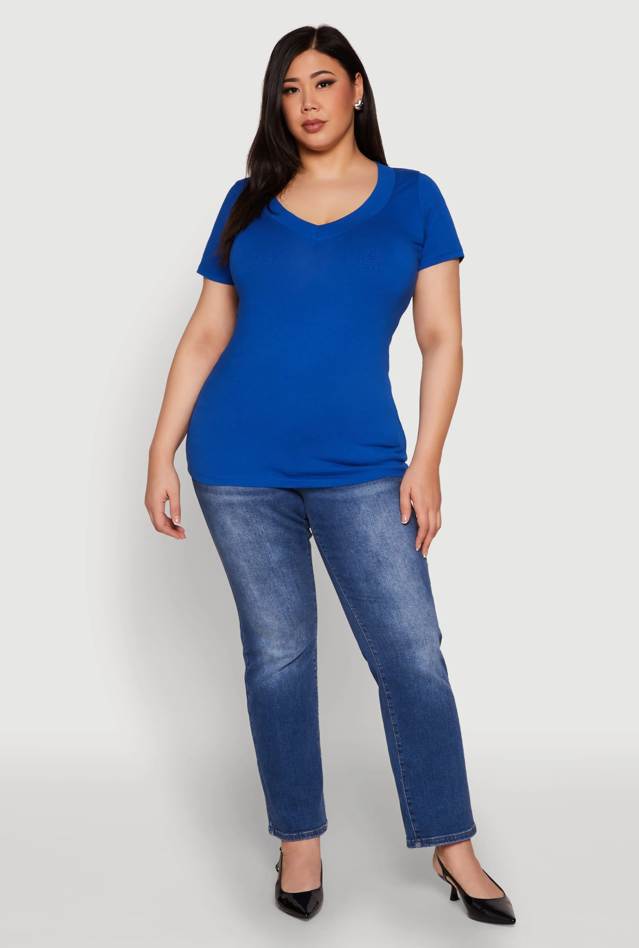 Plus Size V Neck Short Sleeve Tee sold by Rainbow product image thumbnail 3