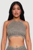 Spoon Jeans Gauze Knit Tie Back Cropped Halter Top sold by Rainbow