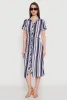 Striped Tie Waist Belted Shirt Dress sold by Rainbow