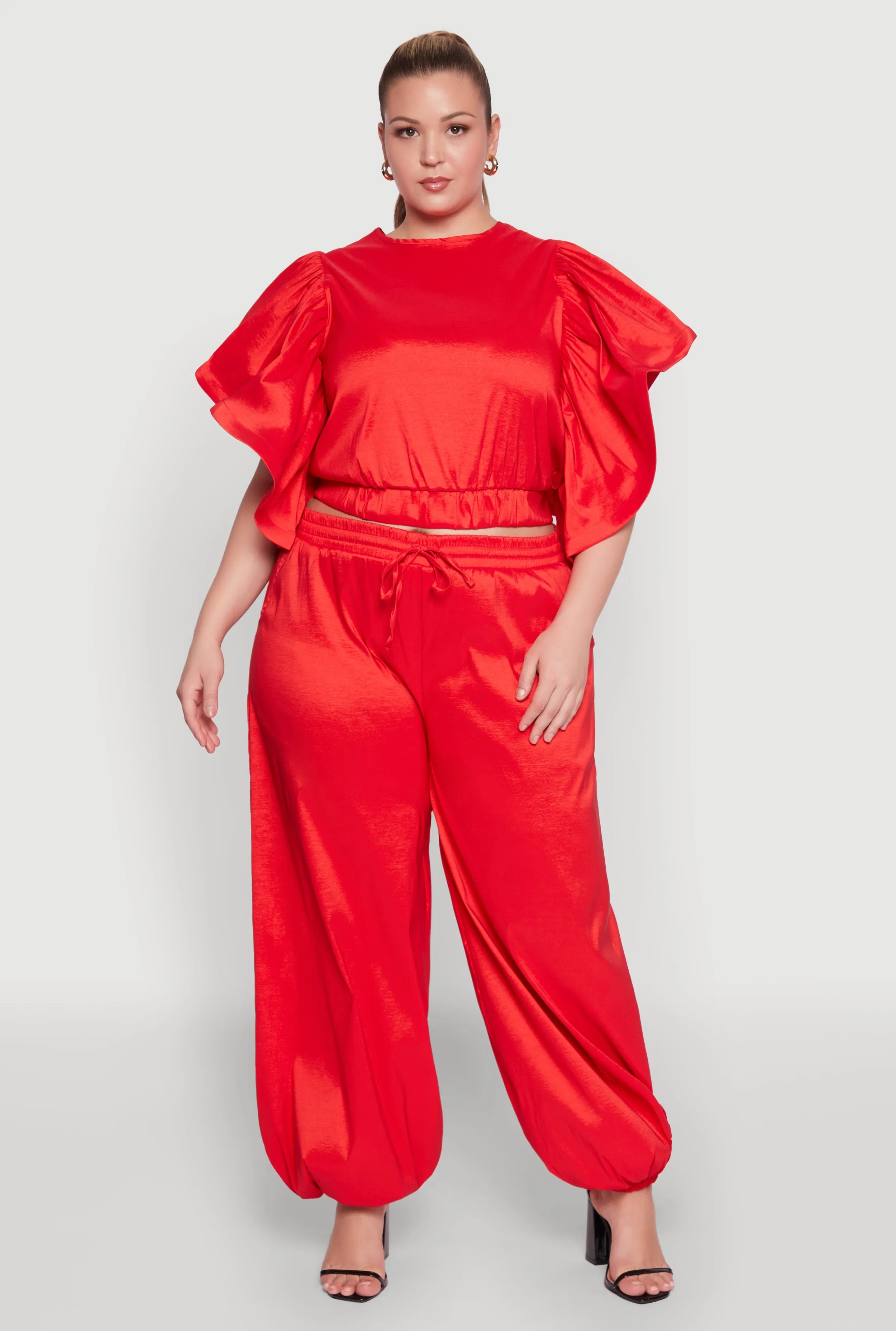 Plus Size Flutter Sleeve Crop Top sold by Rainbow product image thumbnail 2