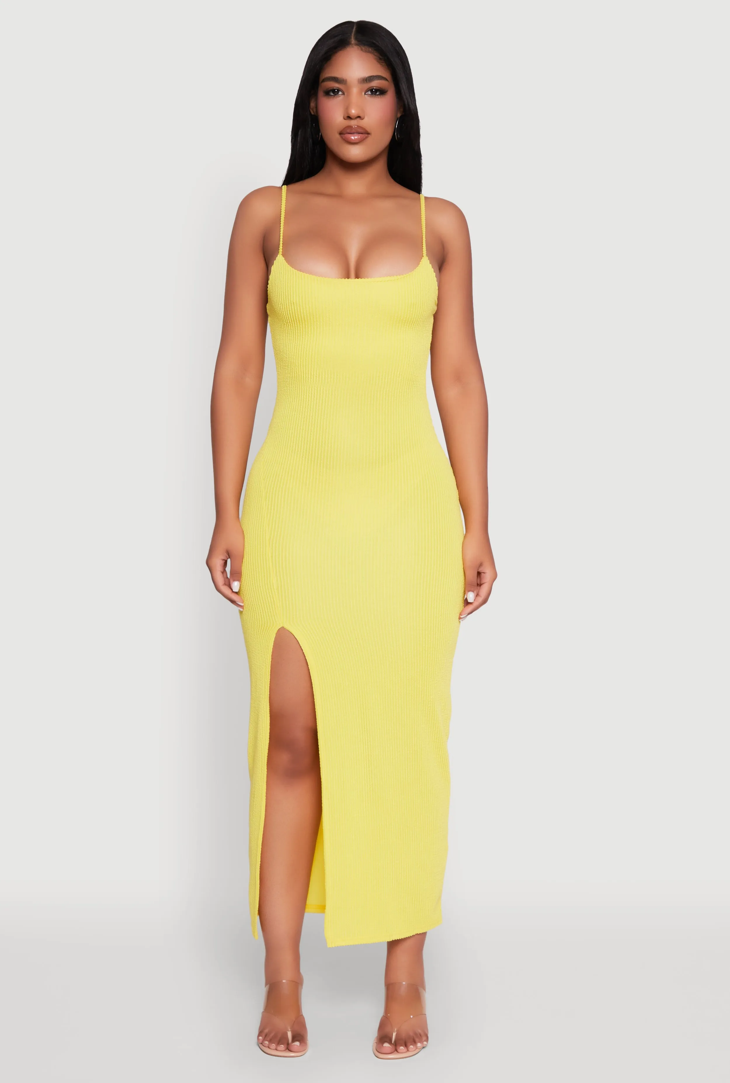 Rib Knit Side Slit Midi Dress sold by Rainbow product image thumbnail 2