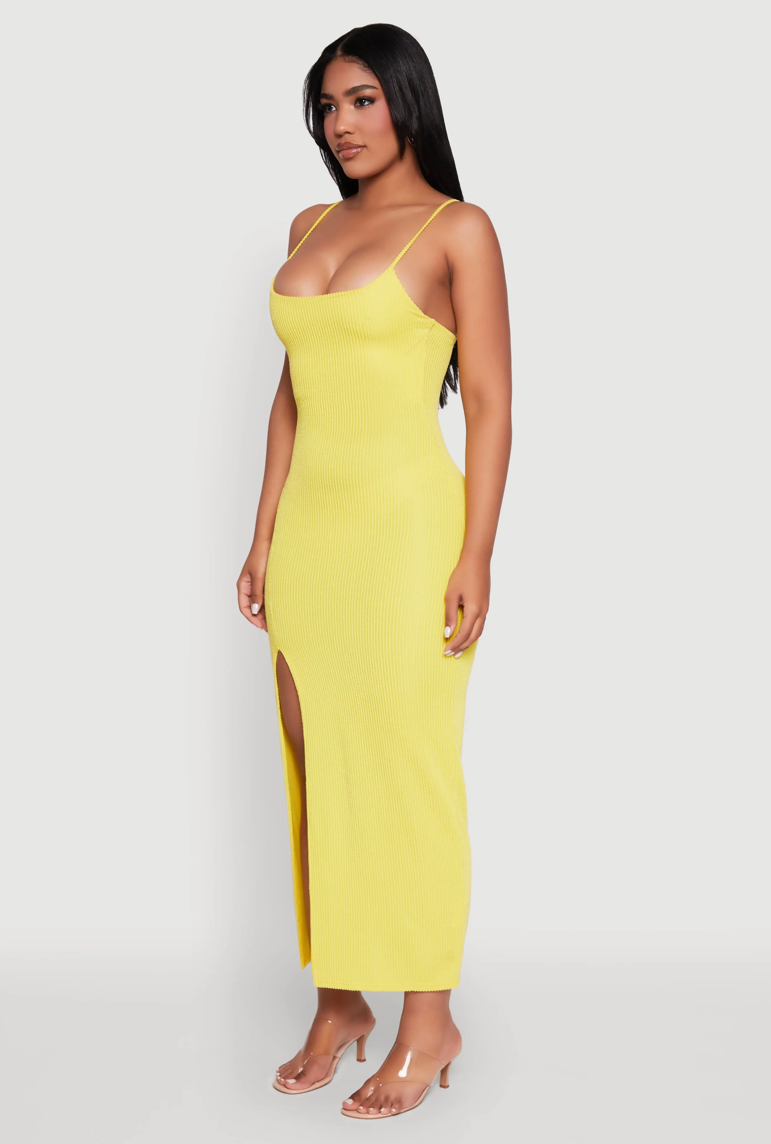 Rib Knit Side Slit Midi Dress sold by Rainbow product image thumbnail 3