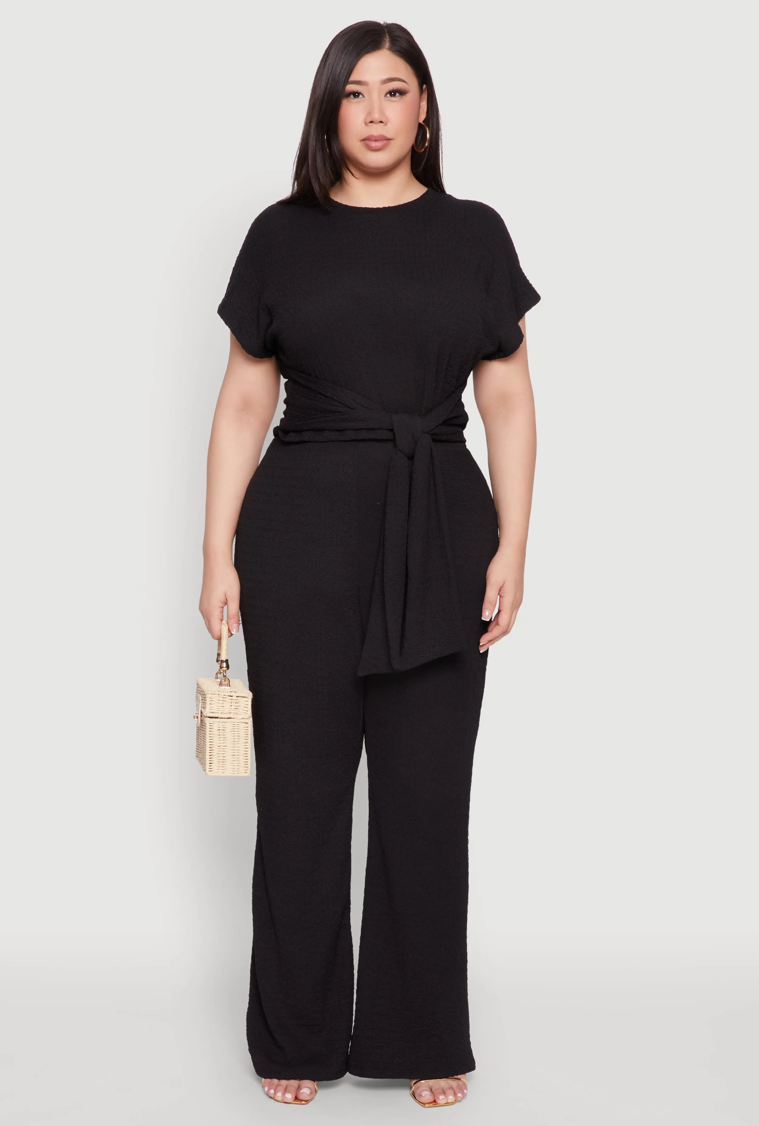 Plus Size Textured Knit Tie Waist Top sold by Rainbow product image thumbnail 2